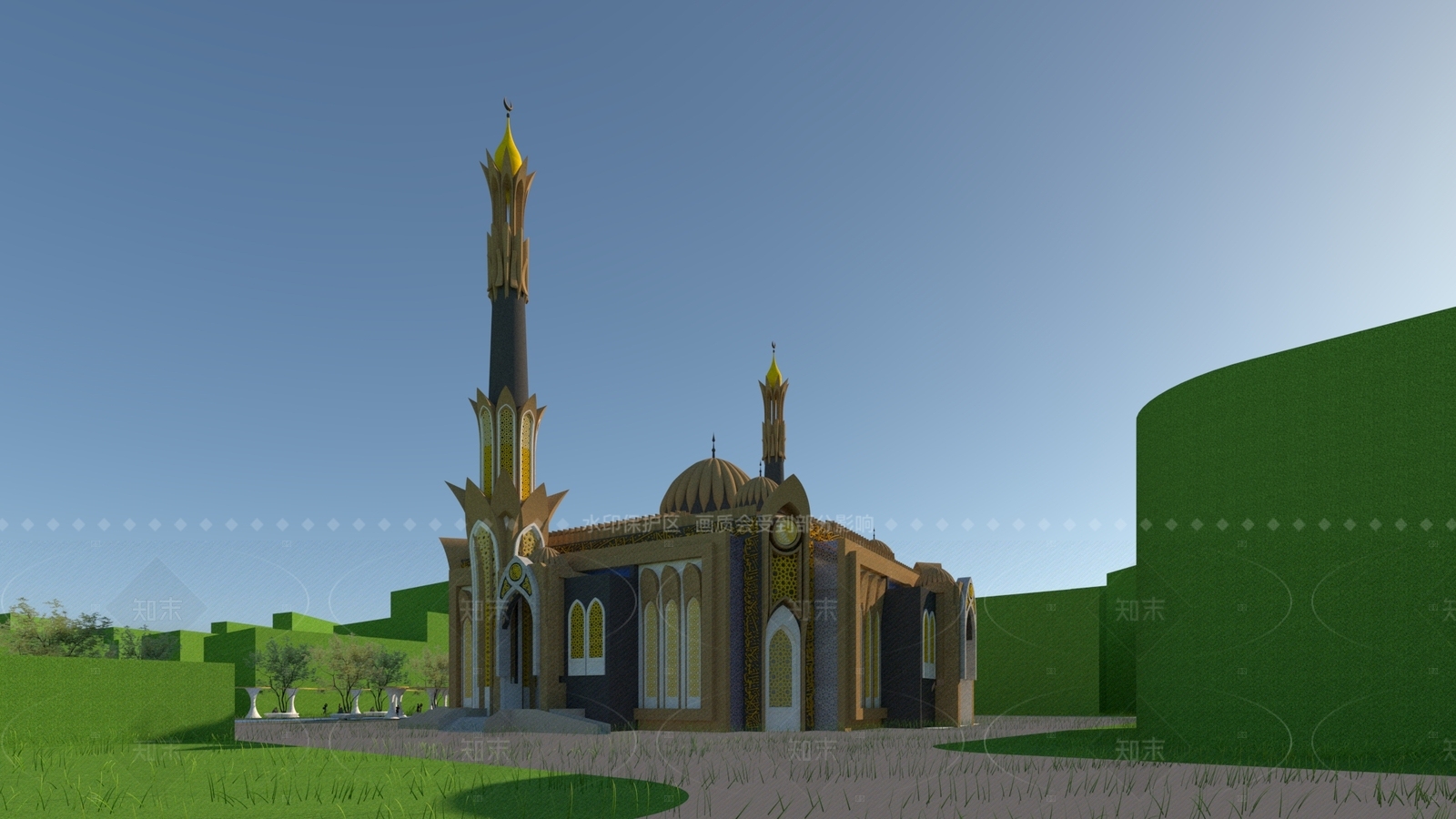 欧式教堂建筑SU模型下载【ID:1206300863】