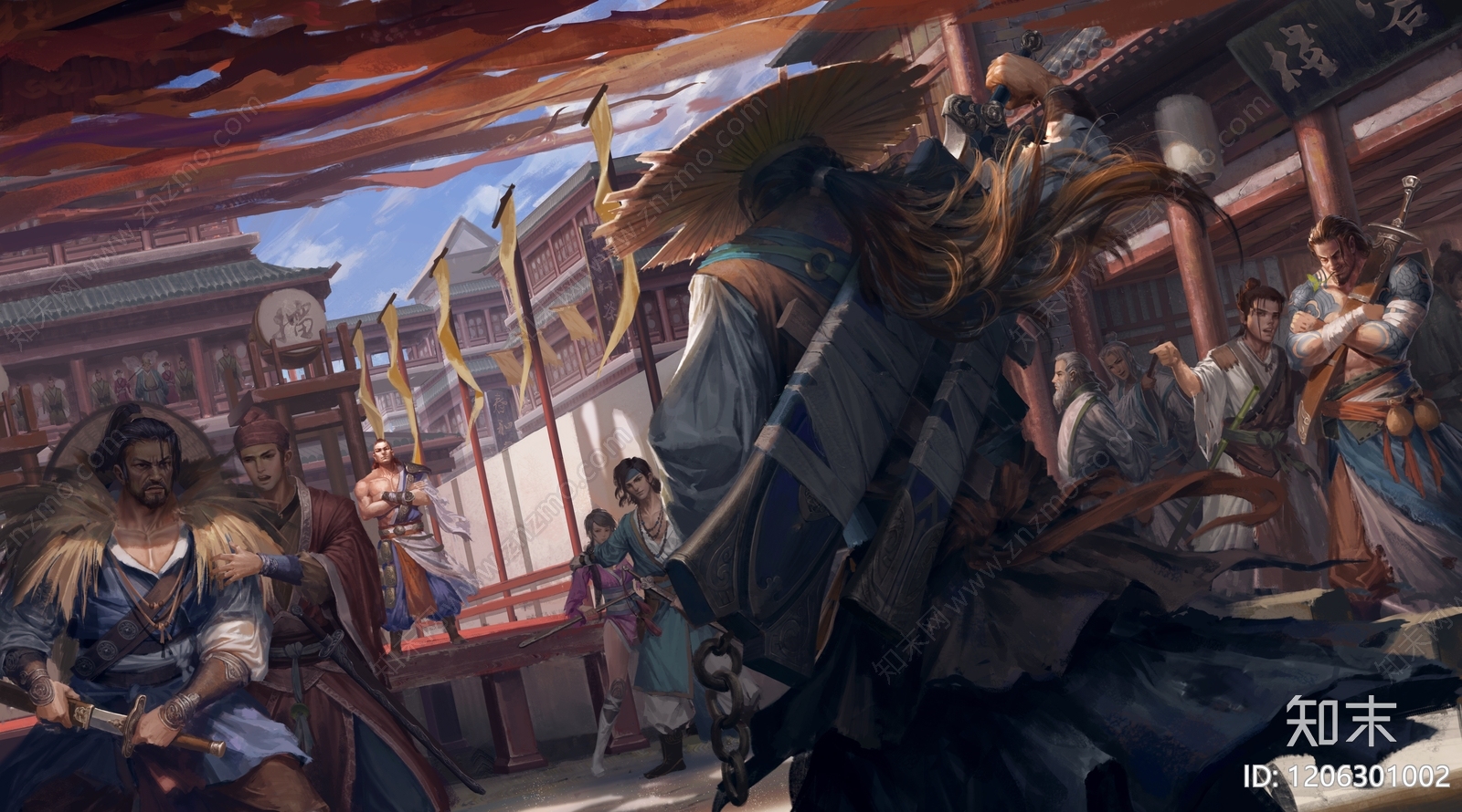 中式建筑群贴图下载【ID:1206301002】