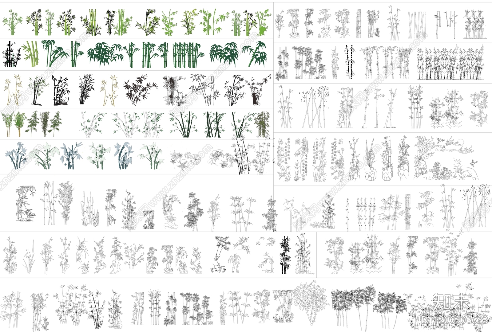 现代新中式绿植施工图下载【ID:1206306633】