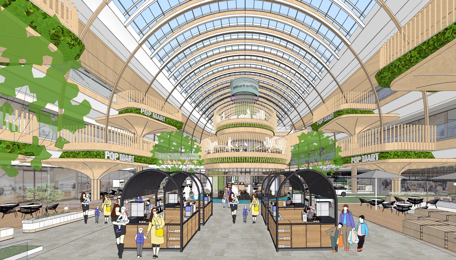 现代商场建筑SU模型下载【ID:1206311684】