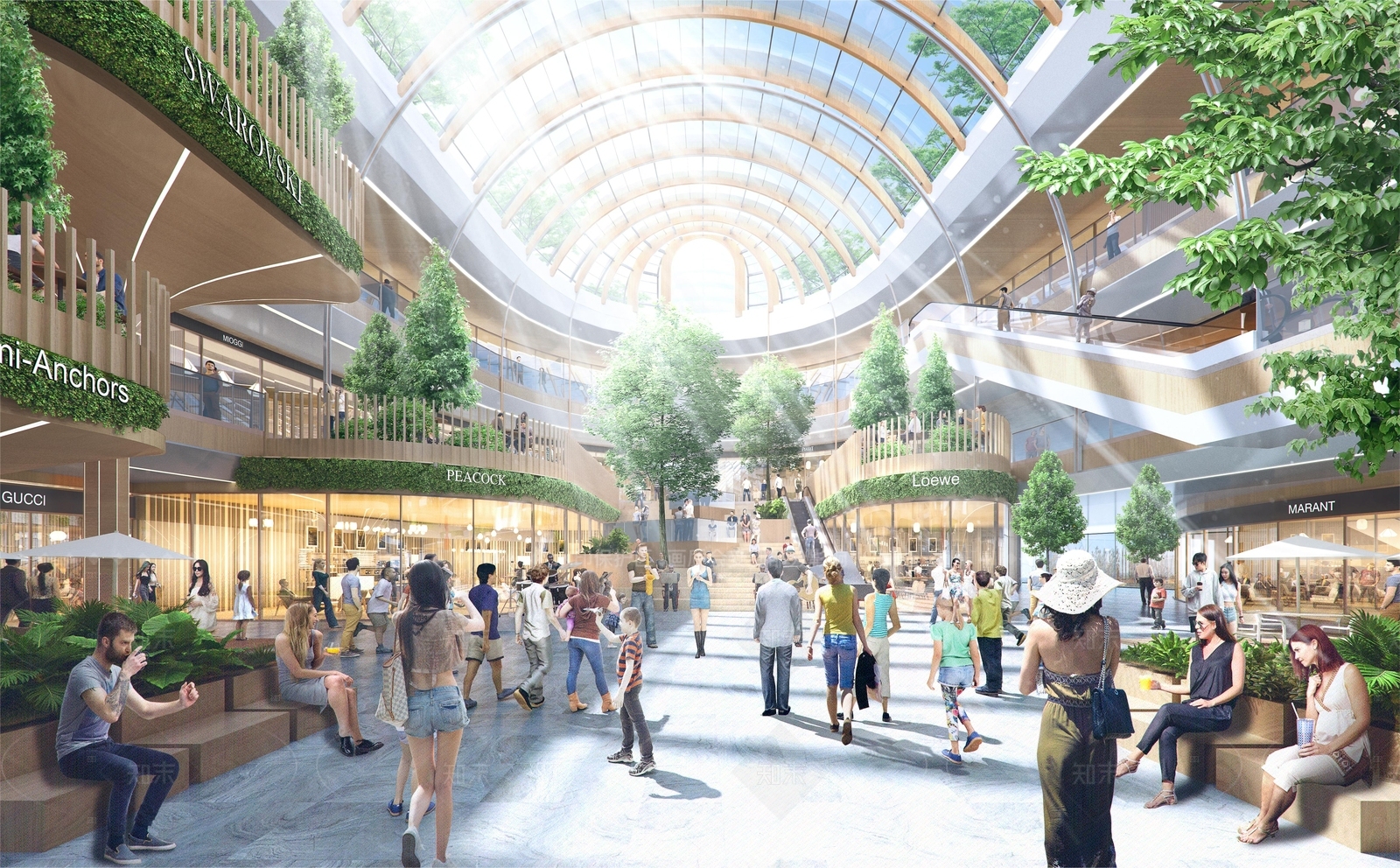 现代商场建筑SU模型下载【ID:1206311684】