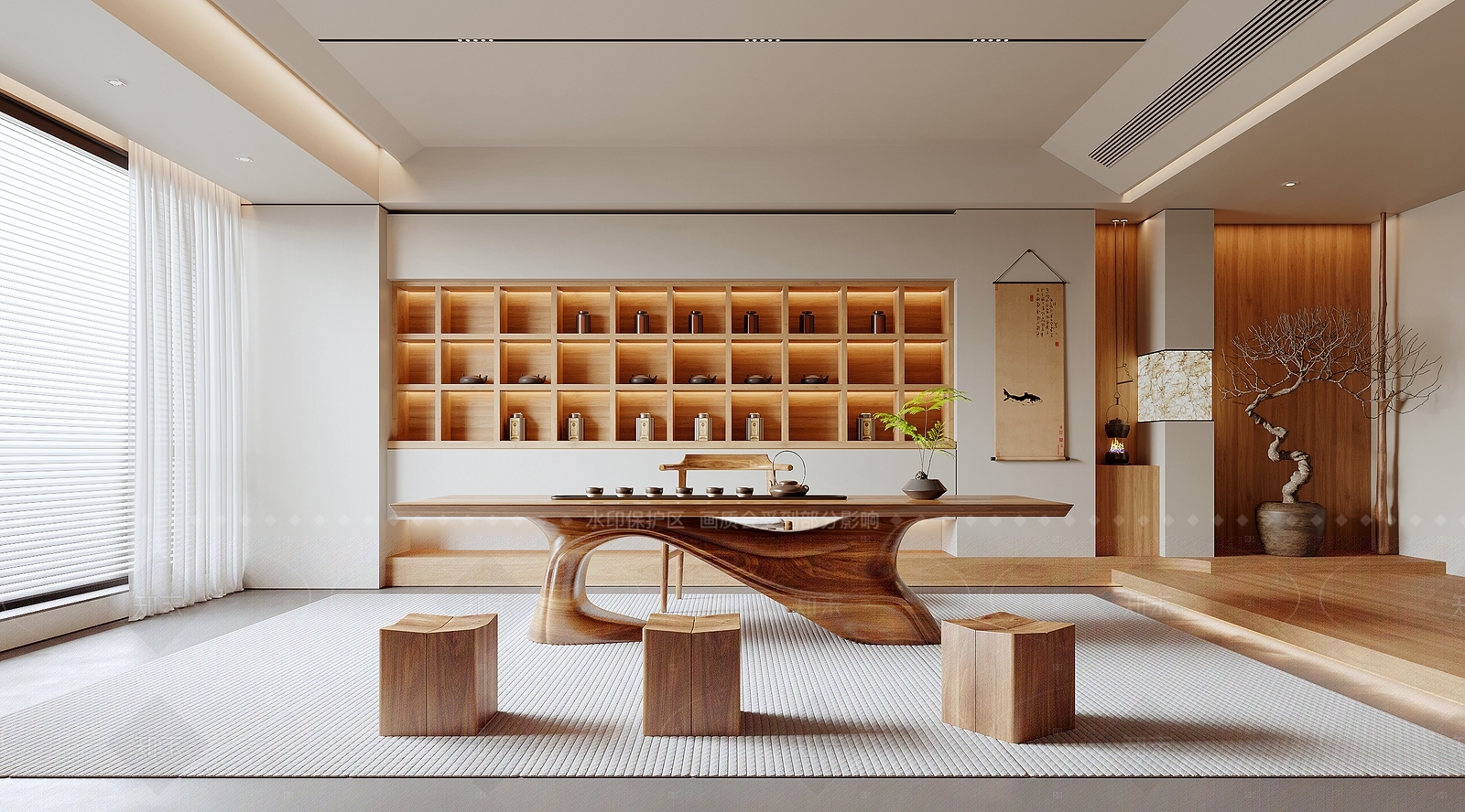 原木日式茶室SU模型下载【ID:1206314308】