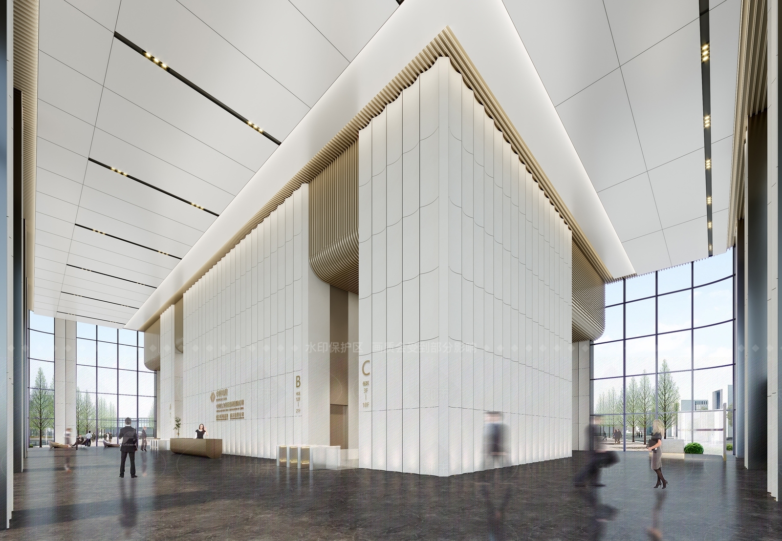 现代办公大厅3D模型下载【ID:1206315538】
