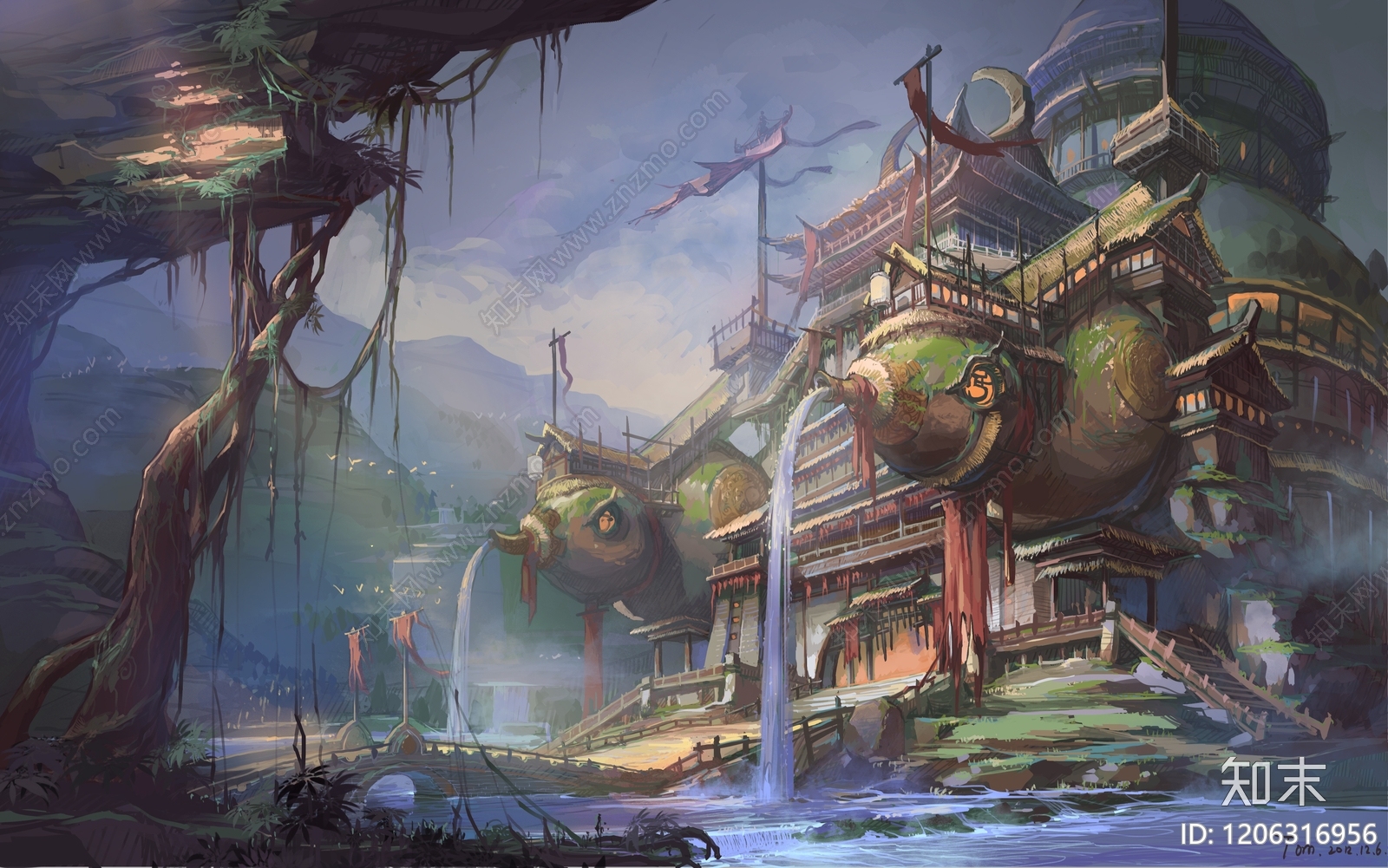 中式建筑群贴图下载【ID:1206316956】