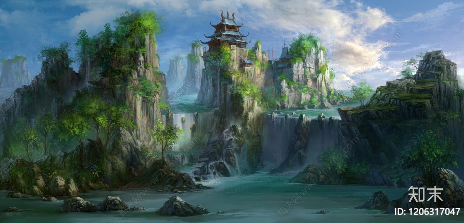 中式建筑群贴图下载【ID:1206317047】