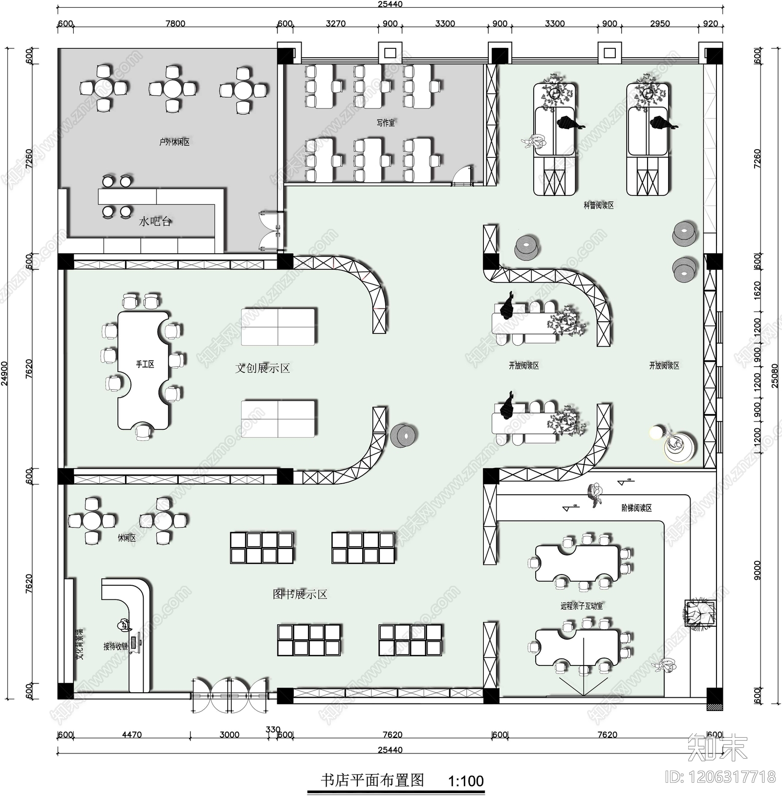 现代书店施工图下载【ID:1206317718】