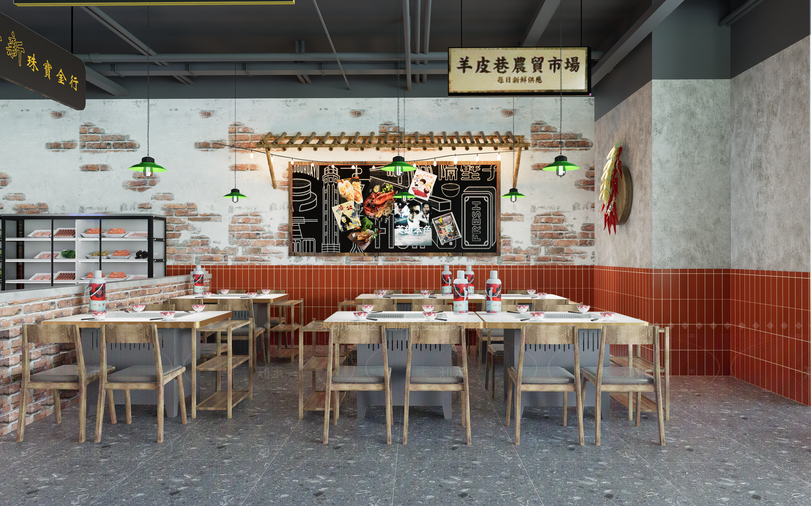 现代复古火锅店SU模型下载【ID:1206409245】