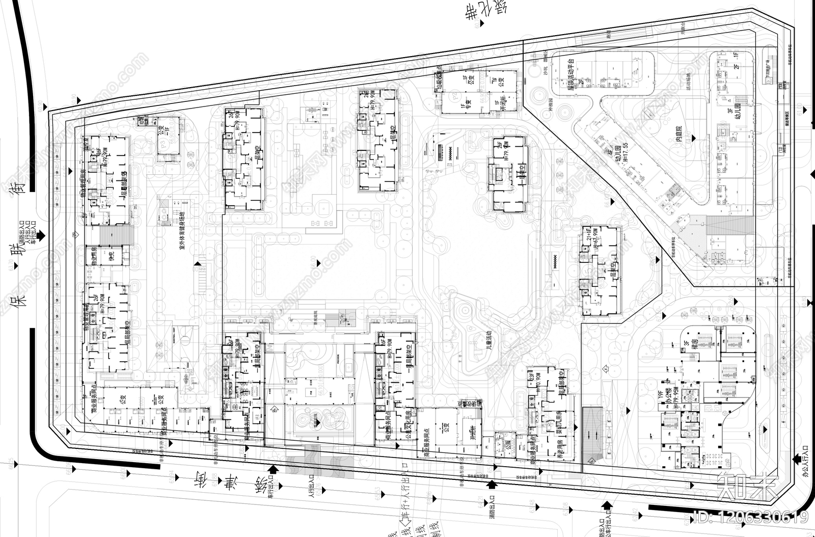 小区中心广场施工图下载【ID:1206330619】