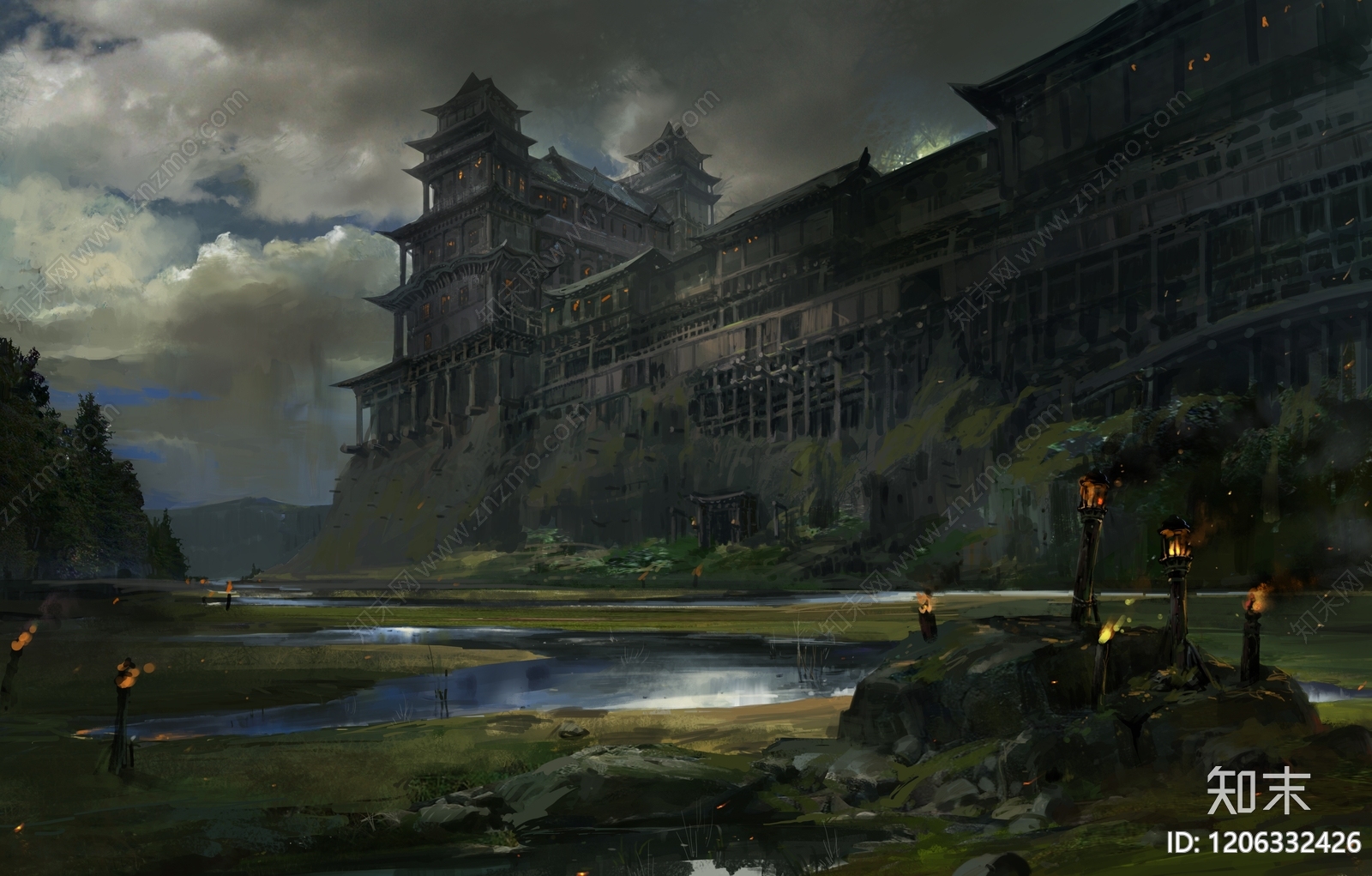 中式建筑群贴图下载【ID:1206332426】