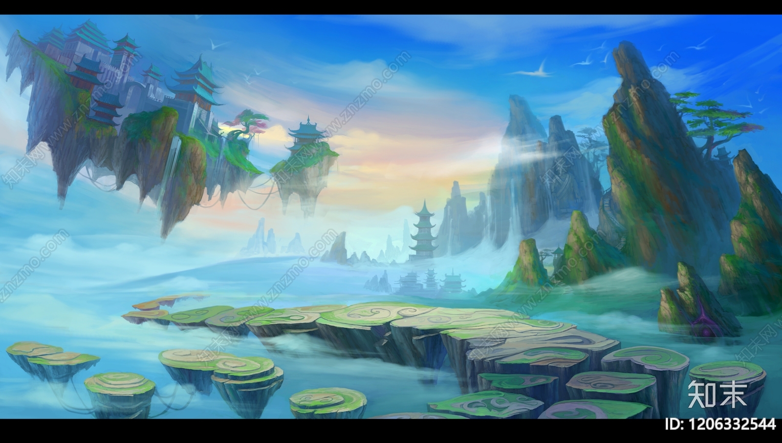 中式建筑群贴图下载【ID:1206332544】