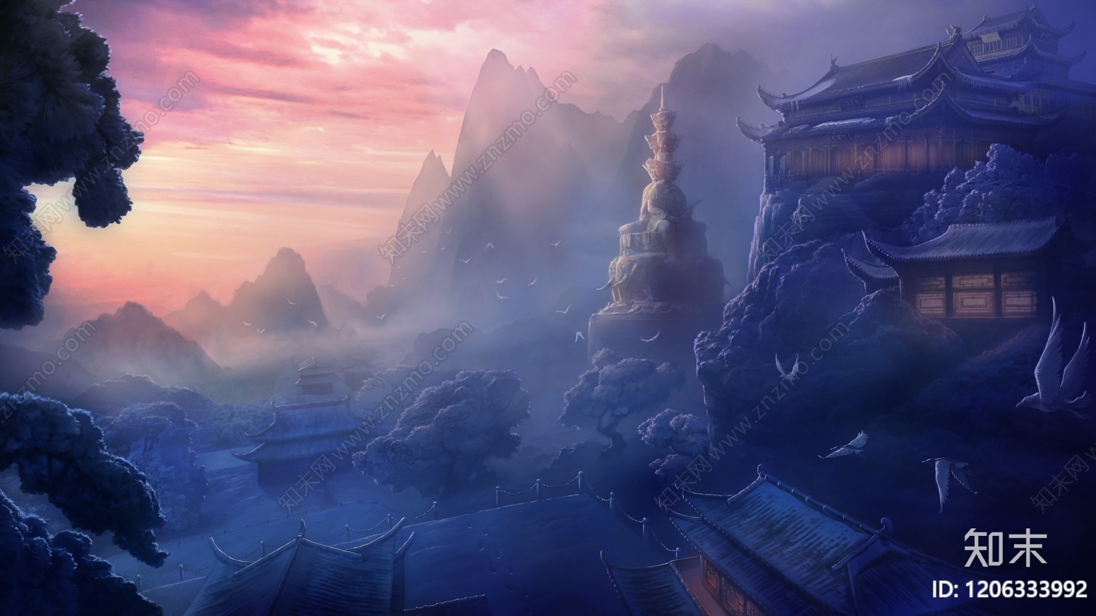 中式建筑群贴图下载【ID:1206333992】