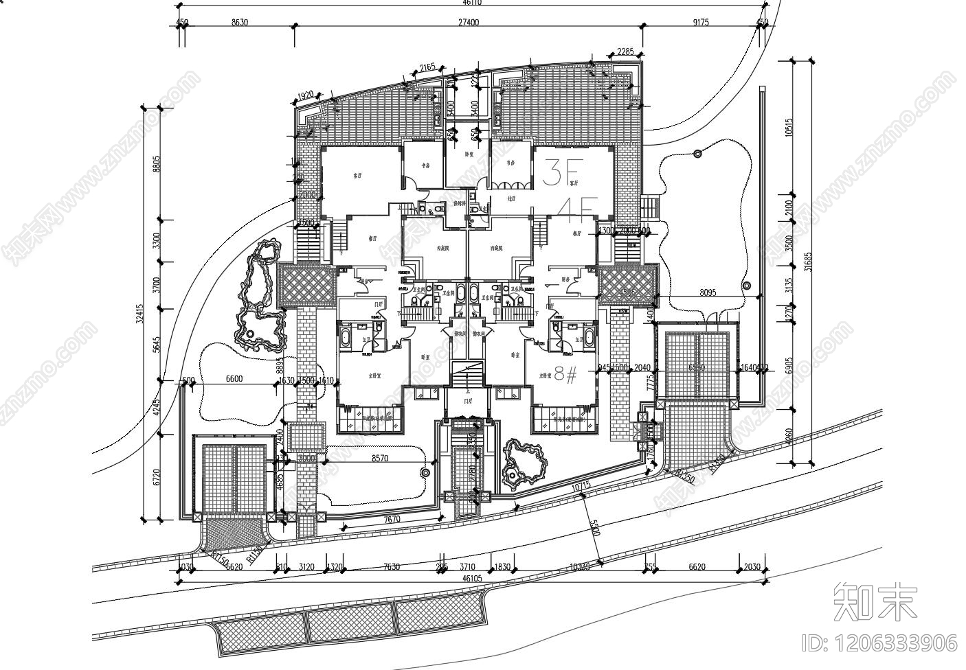 现代庭院cad施工图下载【ID:1206333906】