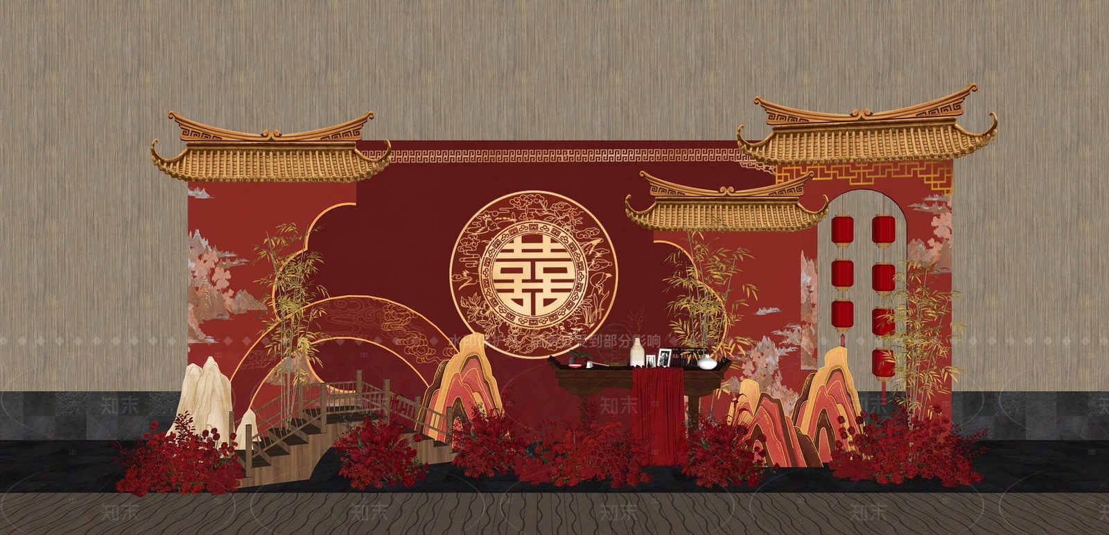 中式酒店走廊SU模型下载【ID:1206334005】