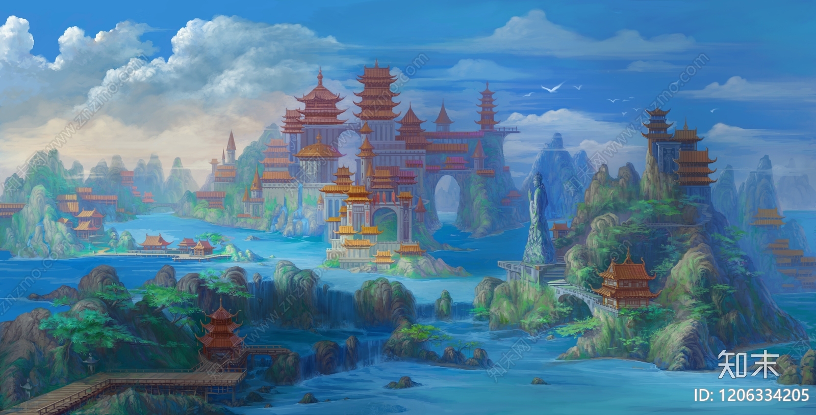 中式建筑群贴图下载【ID:1206334205】