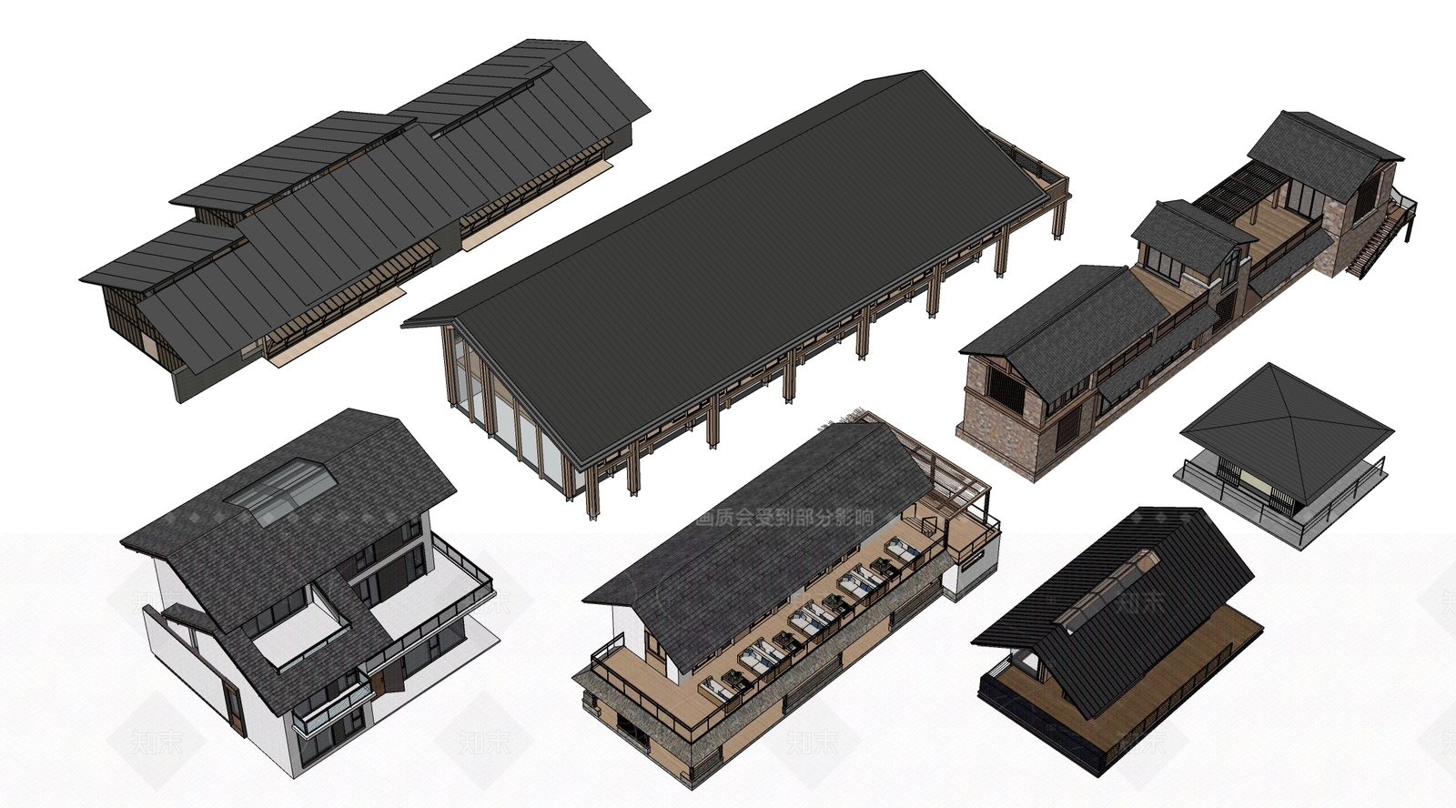 现代民宿建筑SU模型下载【ID:1206337067】