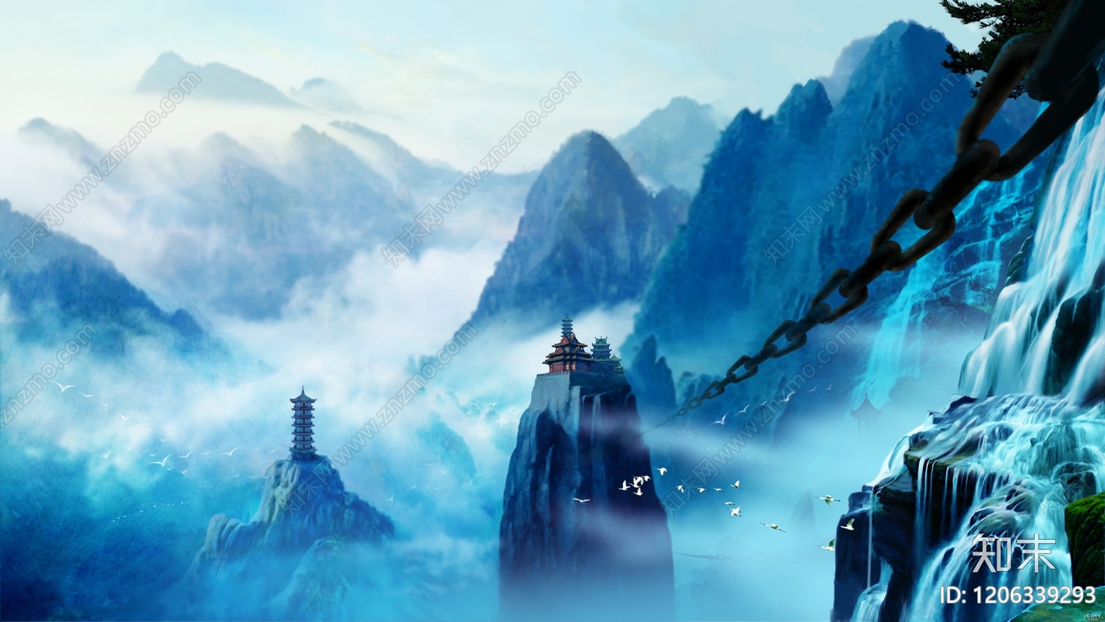 中式建筑群贴图下载【ID:1206339293】