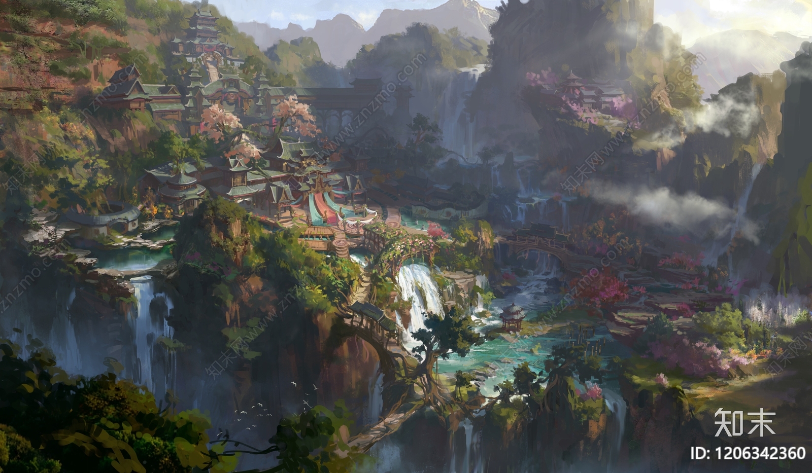 中式建筑群贴图下载【ID:1206342360】