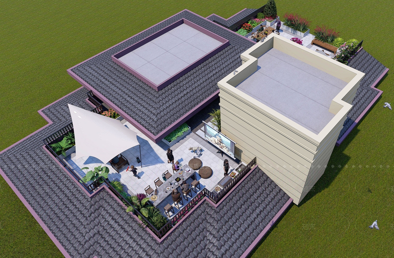 现代住宅区景观SU模型下载【ID:1206340080】