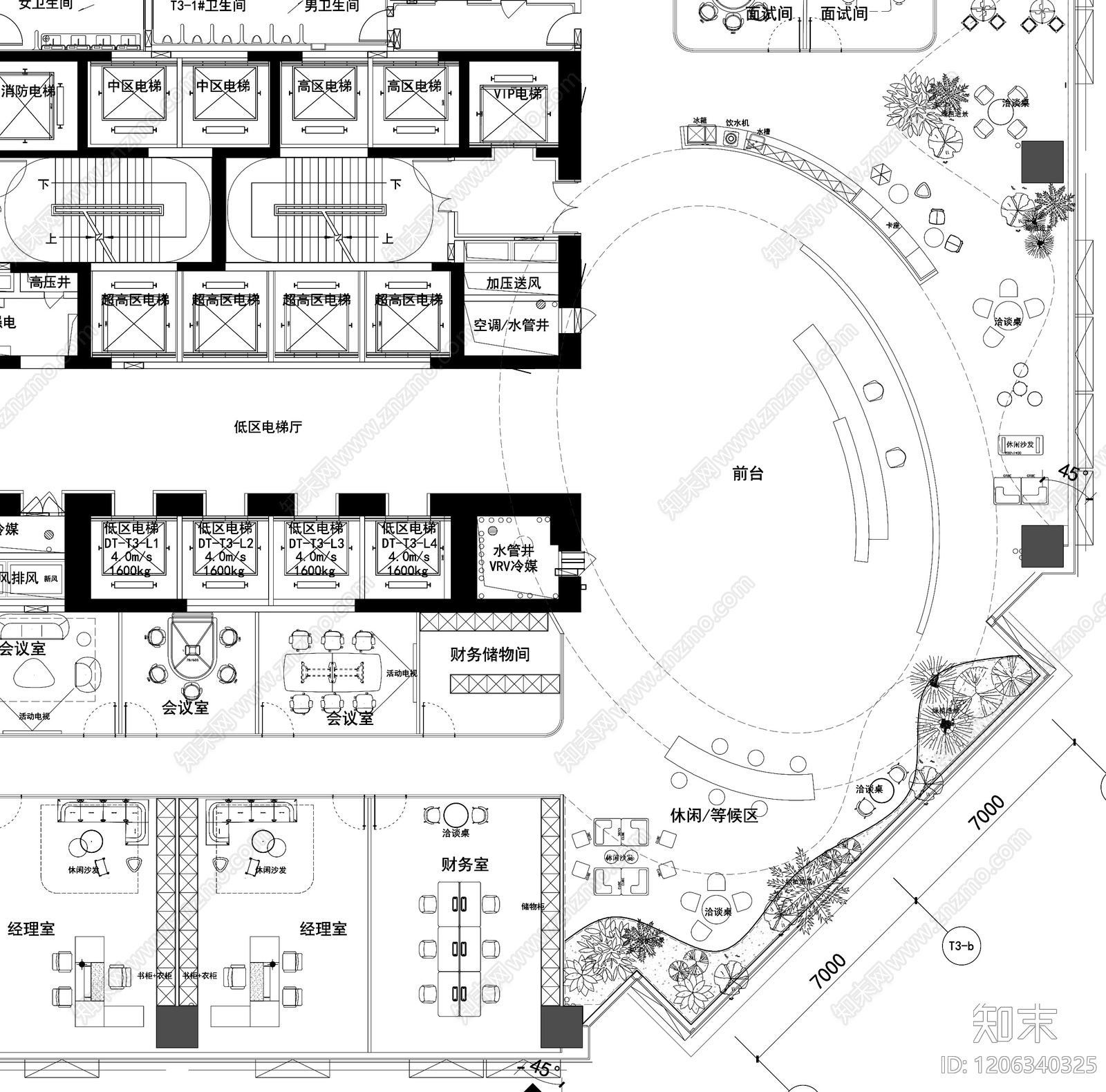 现代整体办公空间cad施工图下载【ID:1206340325】