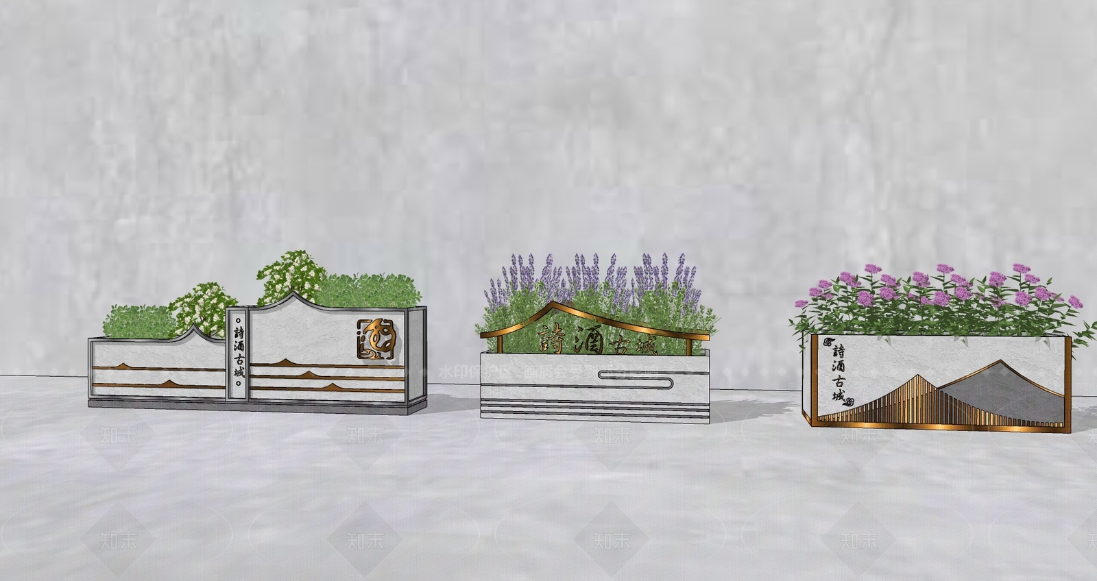 新中式中式花钵花器SU模型下载【ID:1206342445】