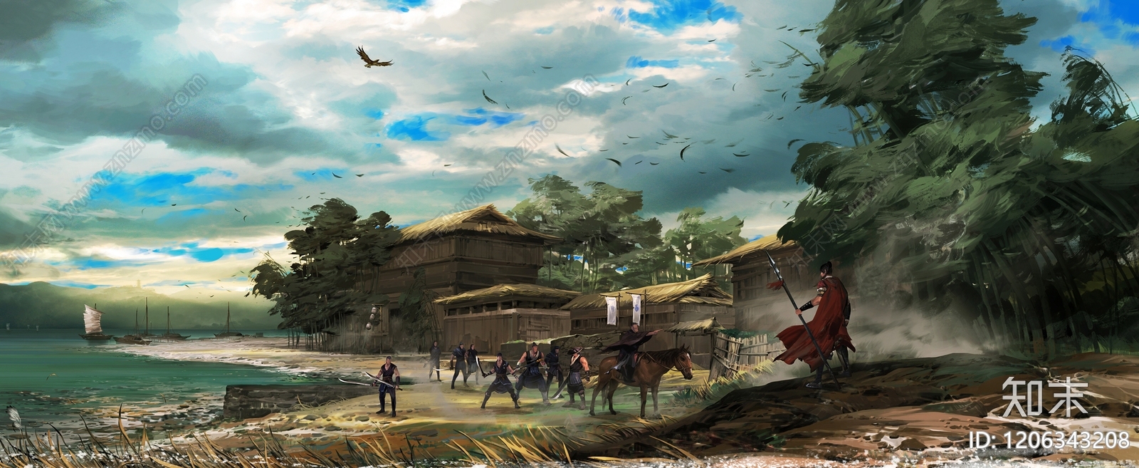 现代中式建筑群贴图下载【ID:1206343208】