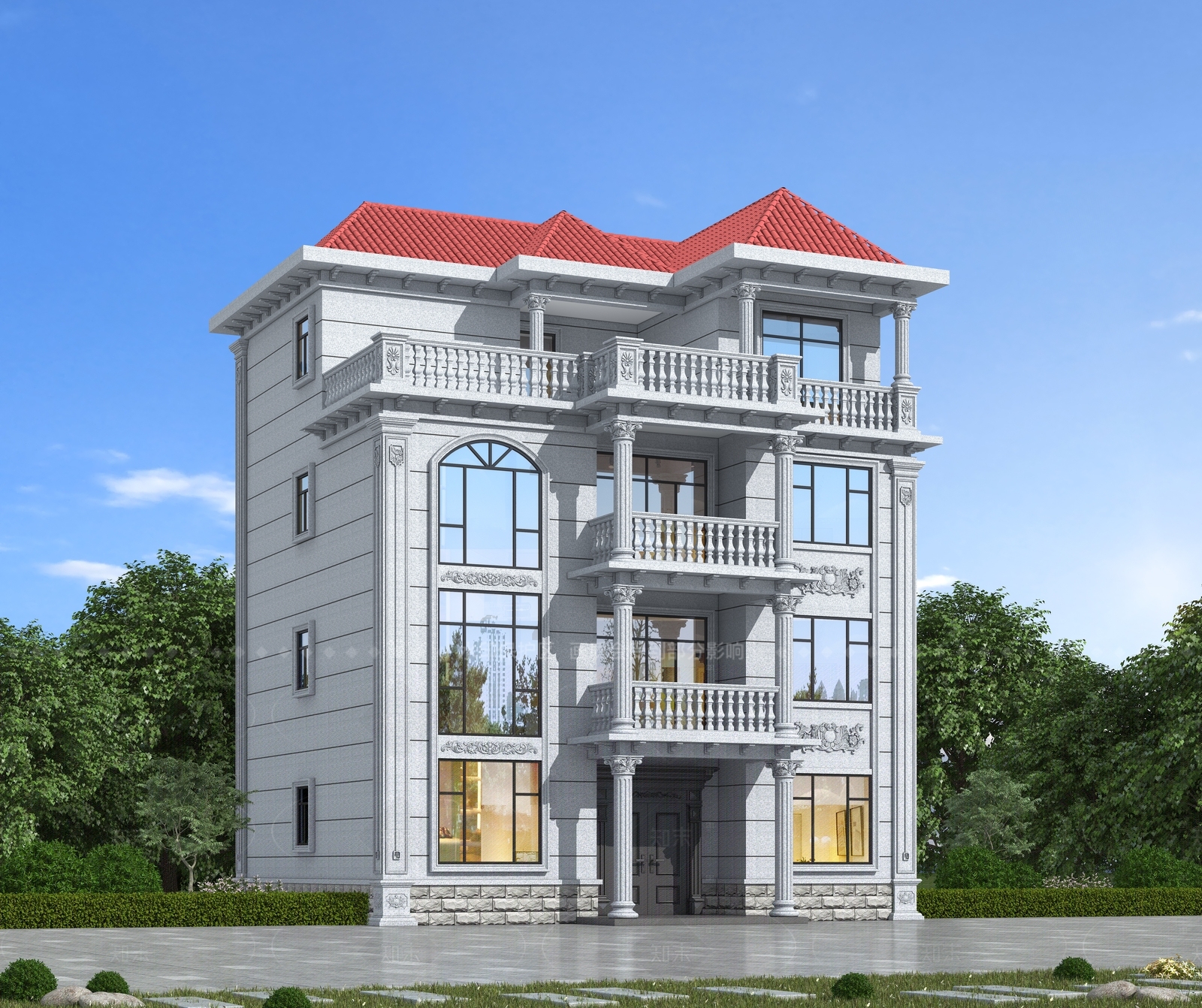 欧式独栋别墅3D模型下载【ID:1206344073】