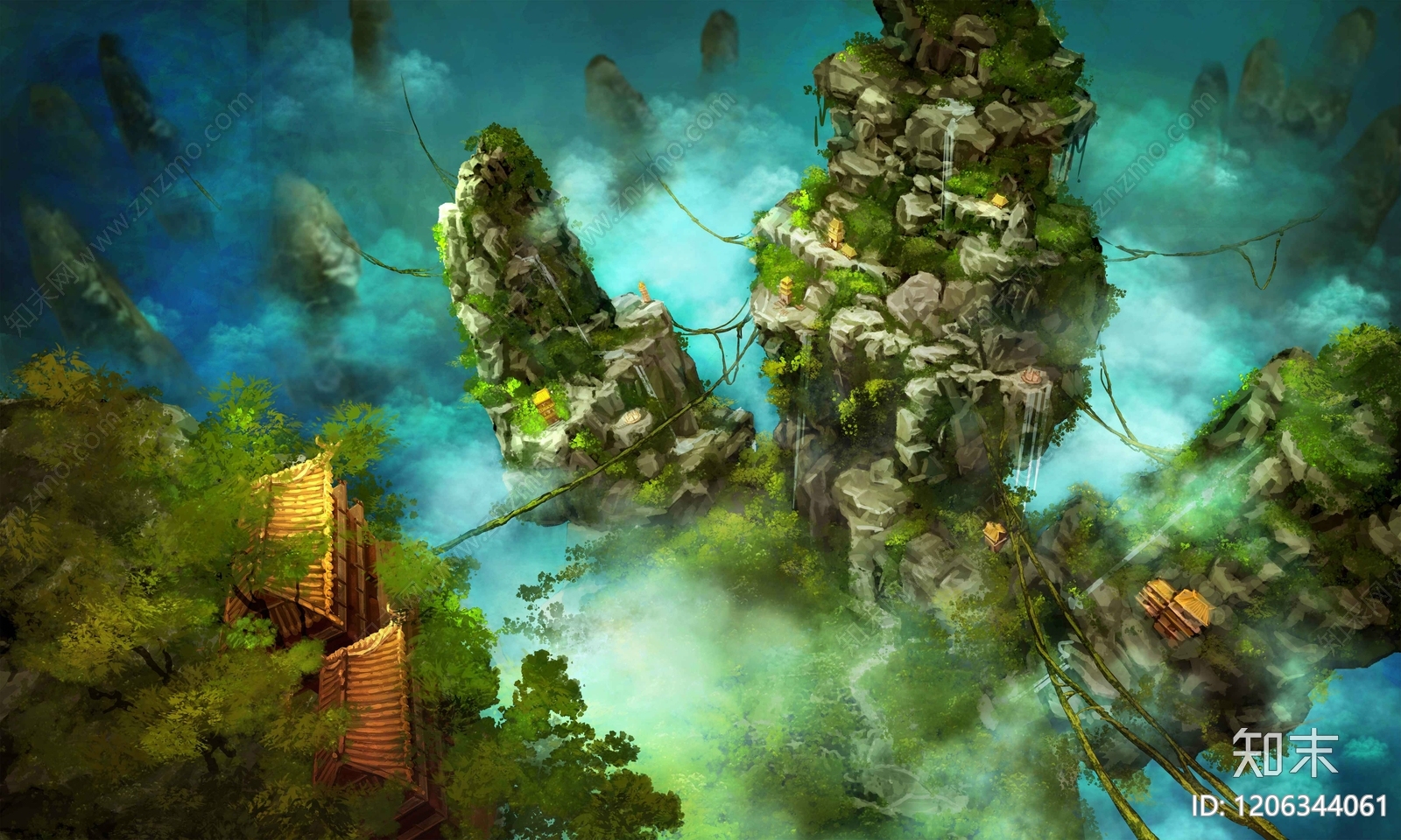 现代中式建筑群贴图下载【ID:1206344061】