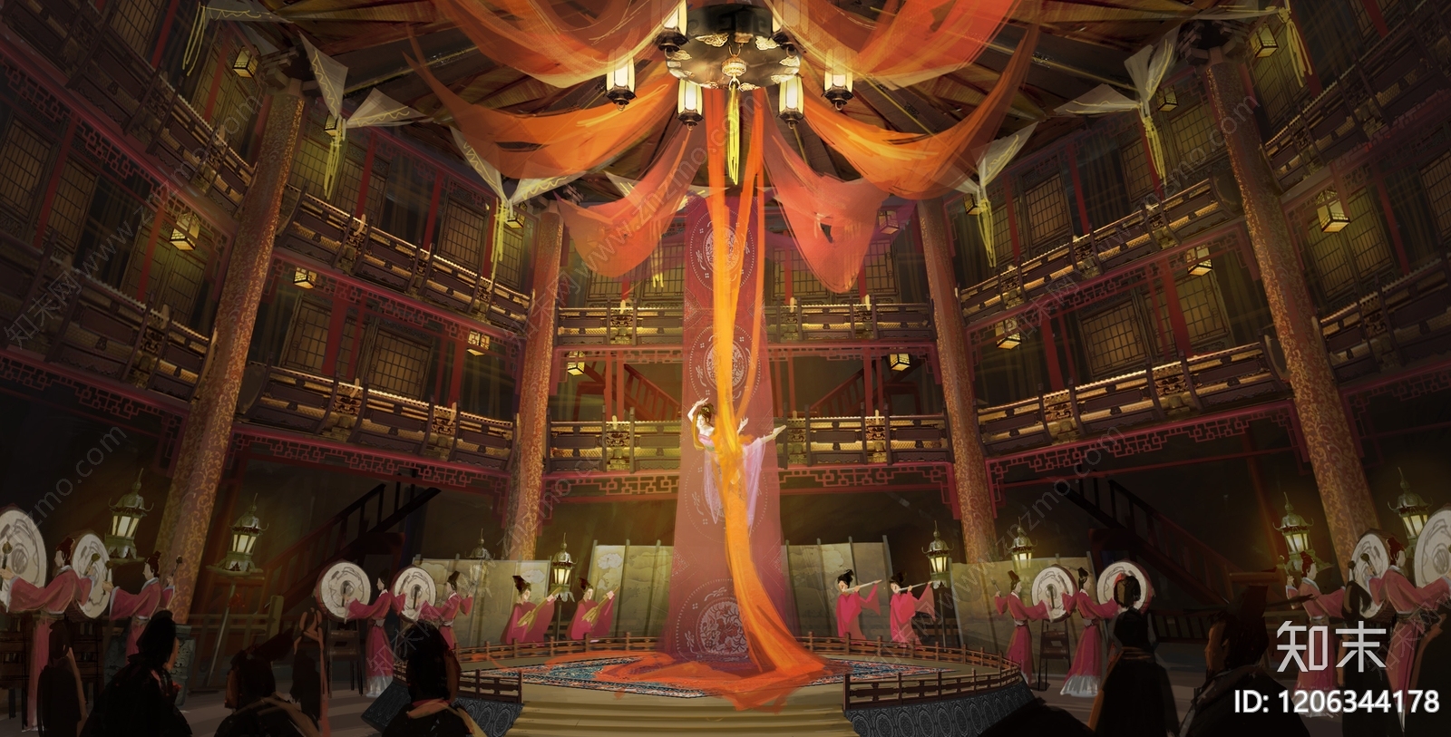 现代中式建筑群贴图下载【ID:1206344178】