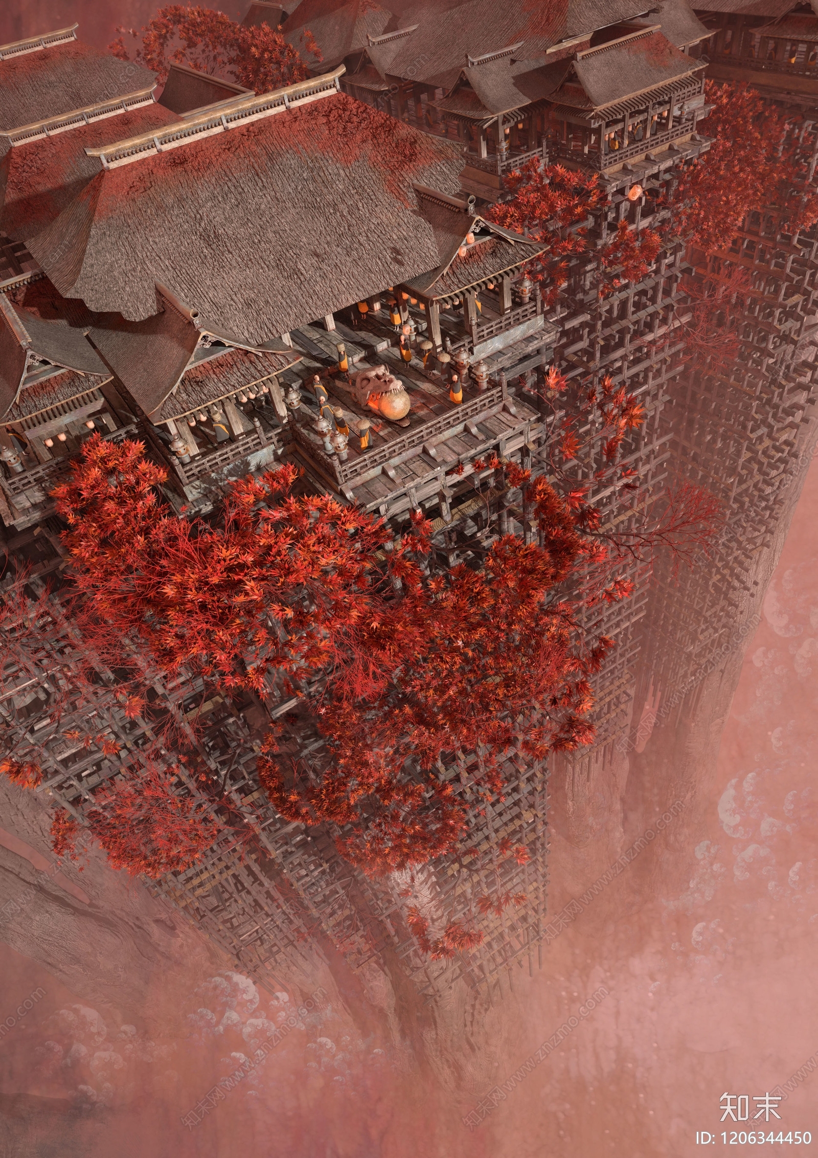 现代中式建筑群贴图下载【ID:1206344450】