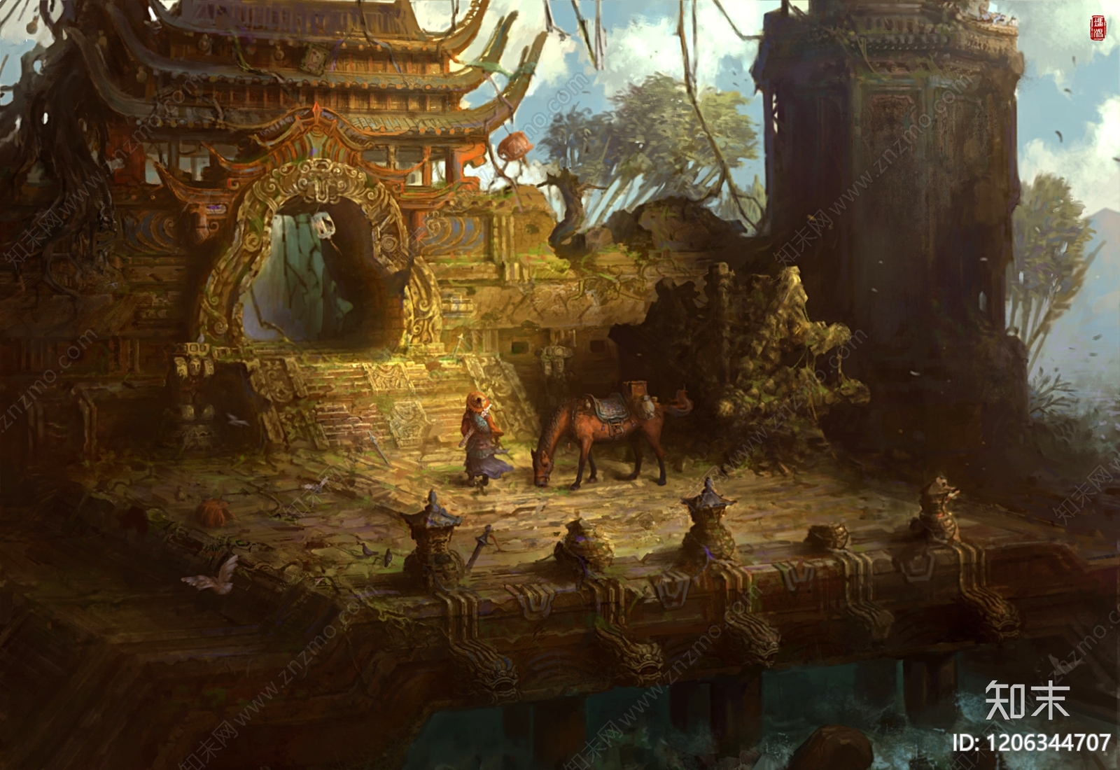 现代中式建筑群贴图下载【ID:1206344707】