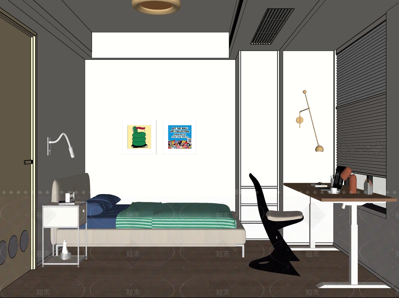 绿色图案设计挂画挂画SU模型下载【ID:1227277591】