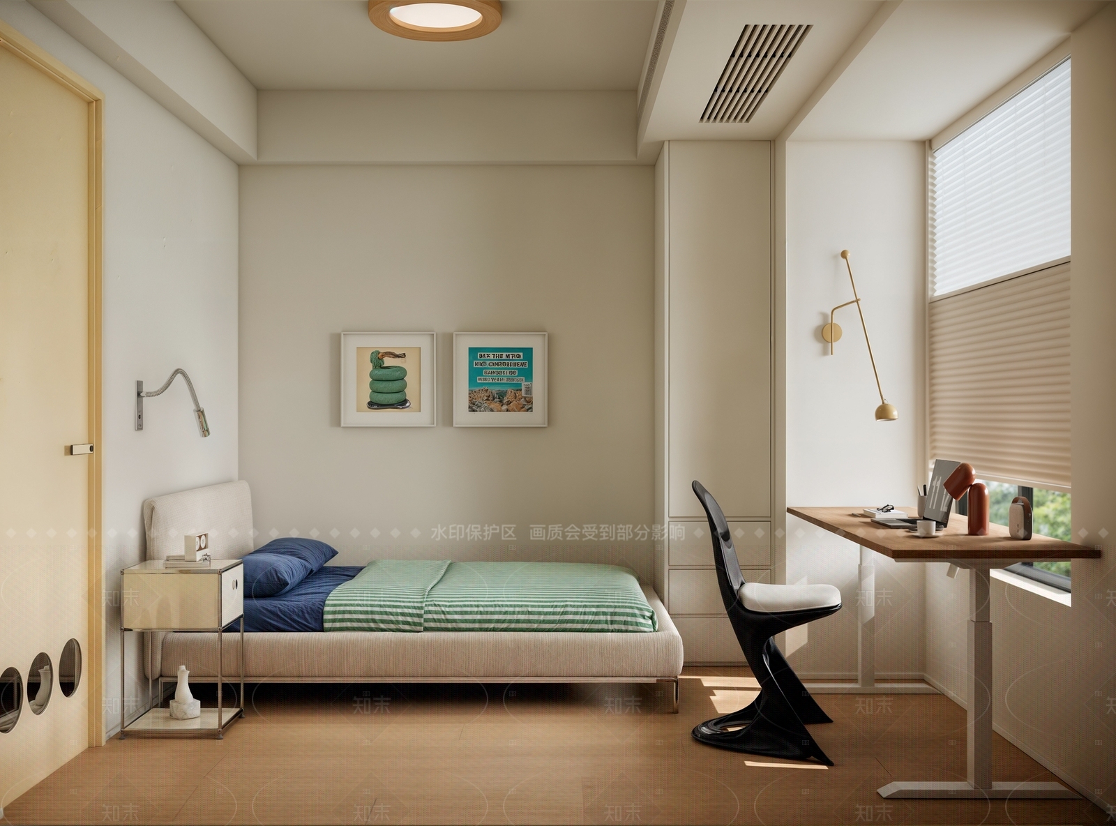绿色图案设计挂画挂画SU模型下载【ID:1227277591】