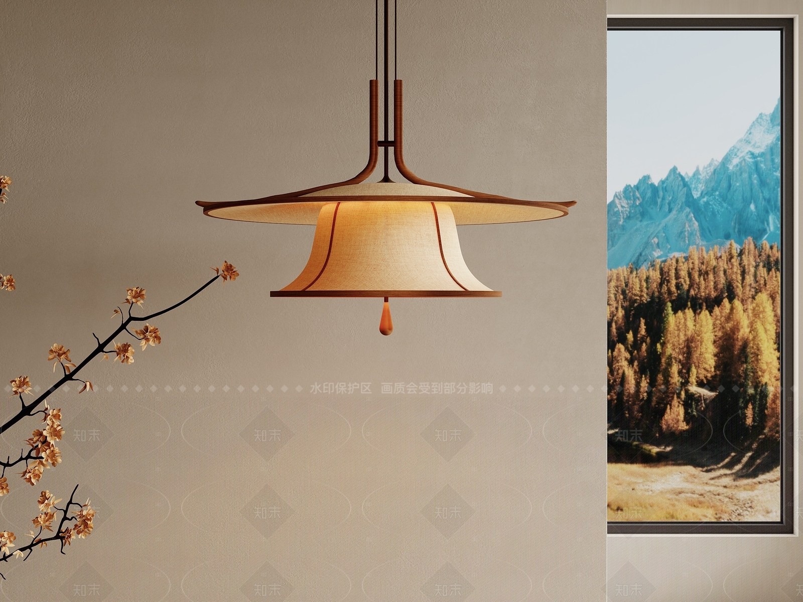 新中式卧室吊灯3D模型下载【ID:1206347899】