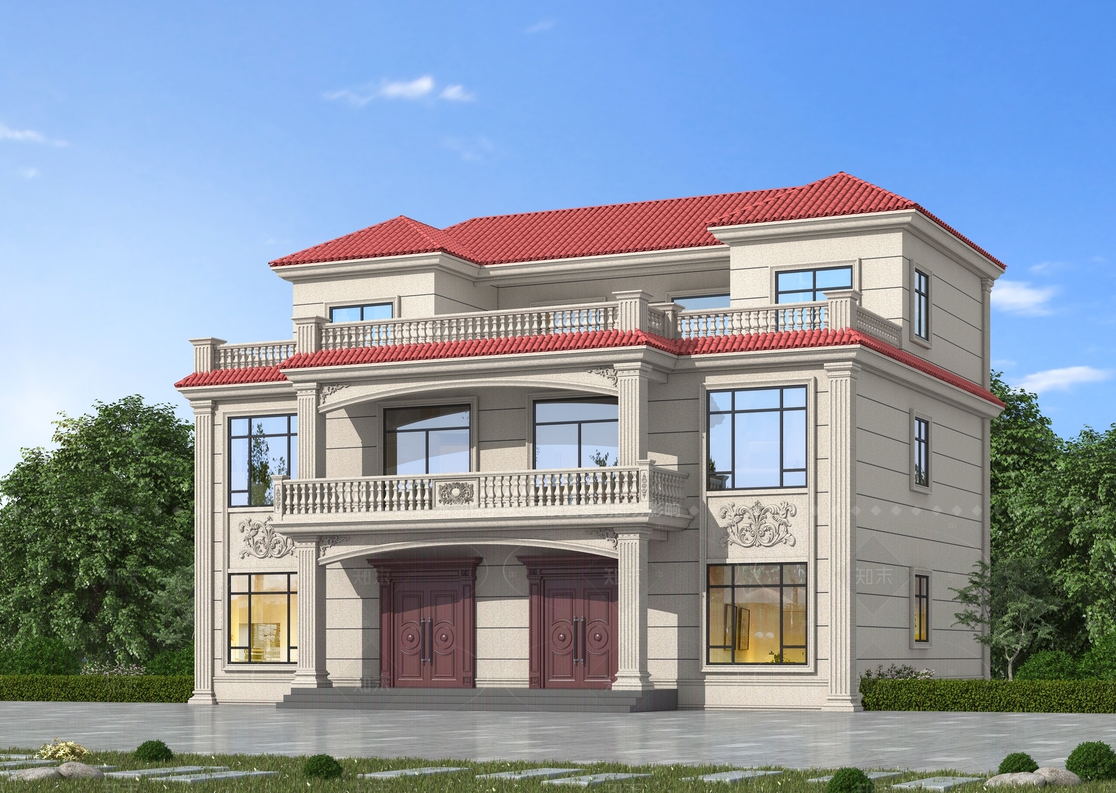 欧式独栋别墅3D模型下载【ID:1206348877】