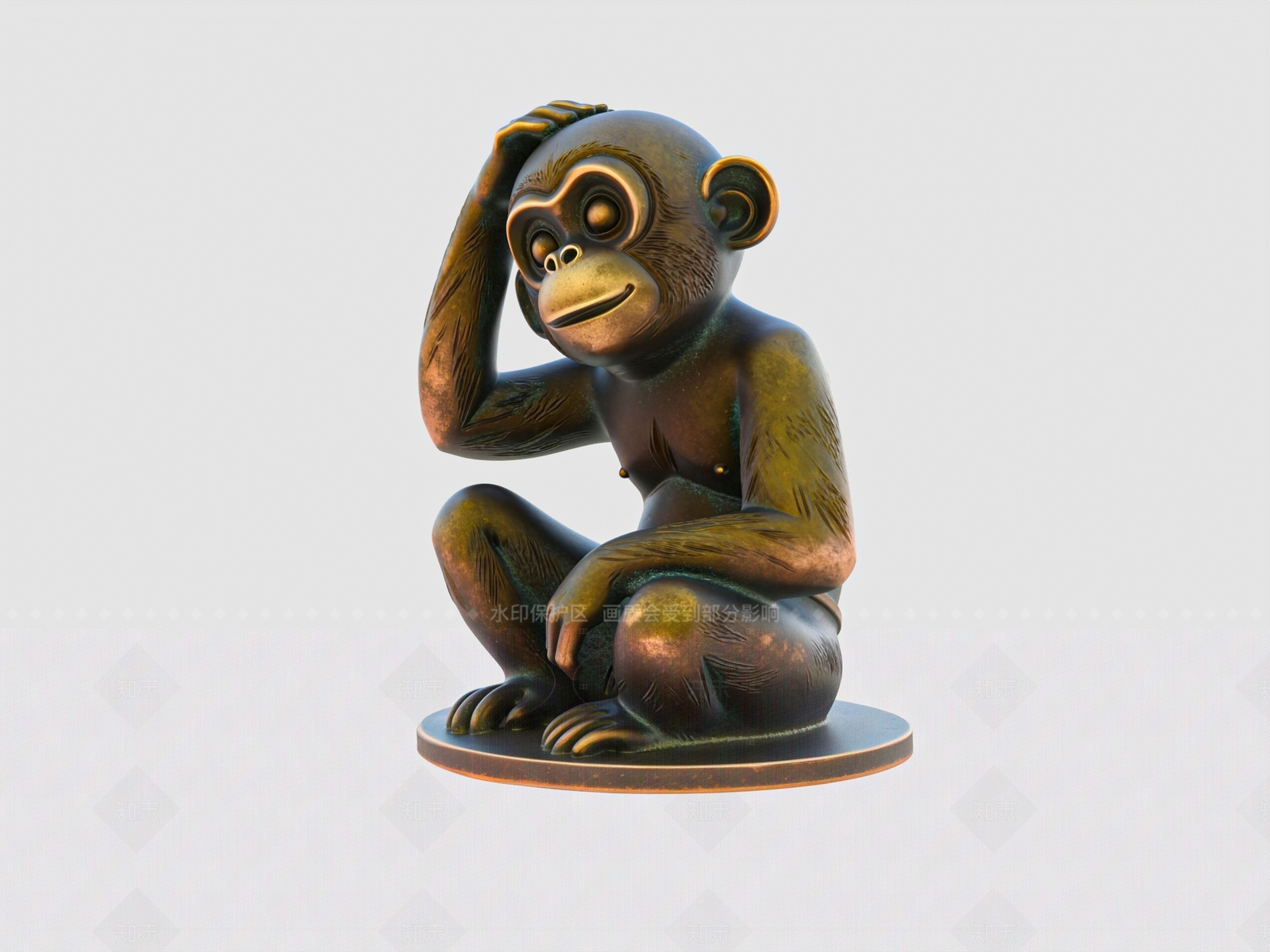 中式生肖雕塑3D模型下载【ID:1206353363】