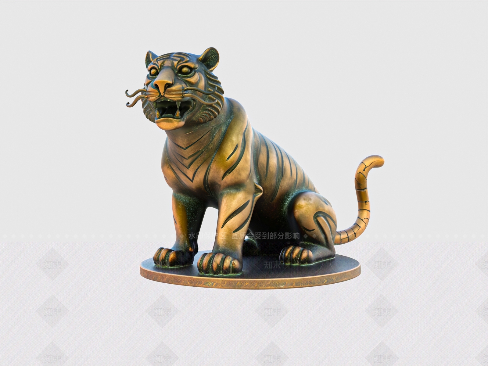 中式现代生肖雕塑3D模型下载【ID:1206353492】