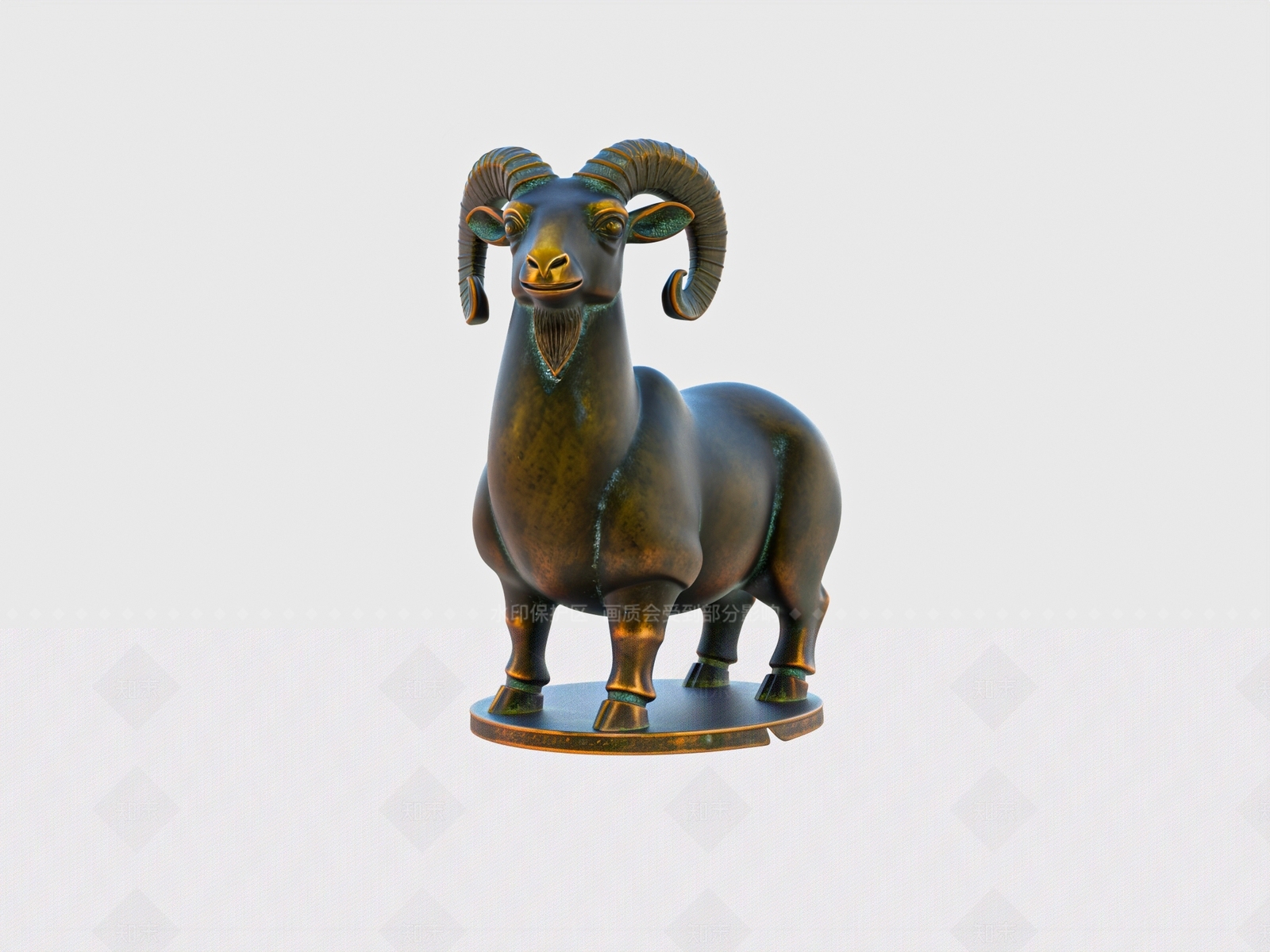 现代中式生肖雕塑3D模型下载【ID:1206353752】