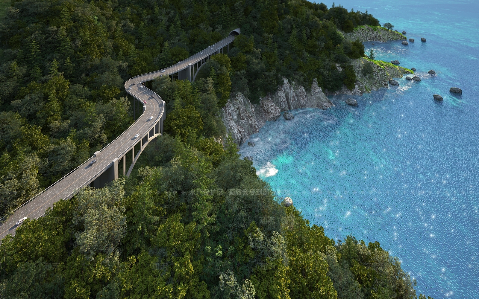 现代滨水景观3D模型下载【ID:1206364957】