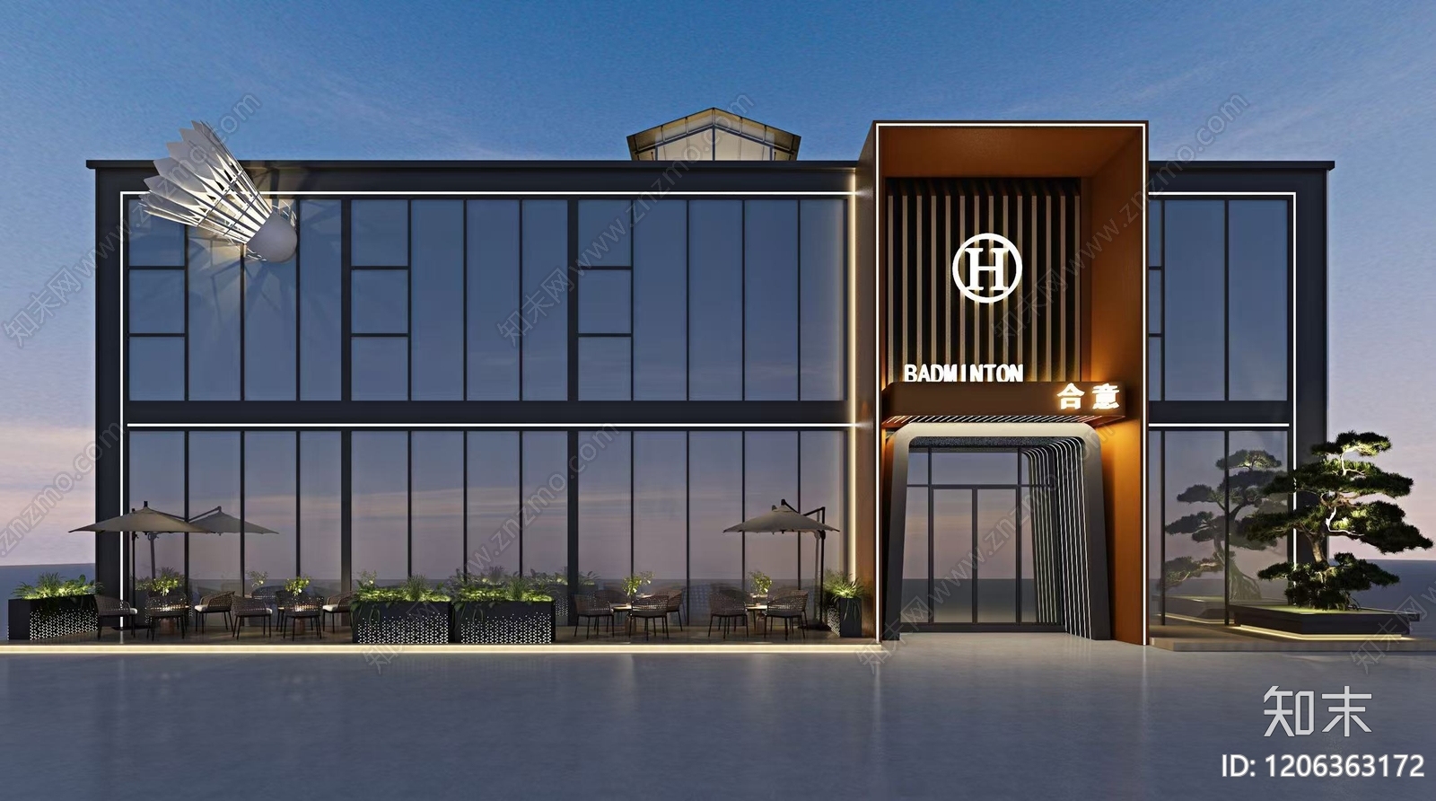 现代轻奢工装羽毛球馆施工图下载【ID:1206363172】