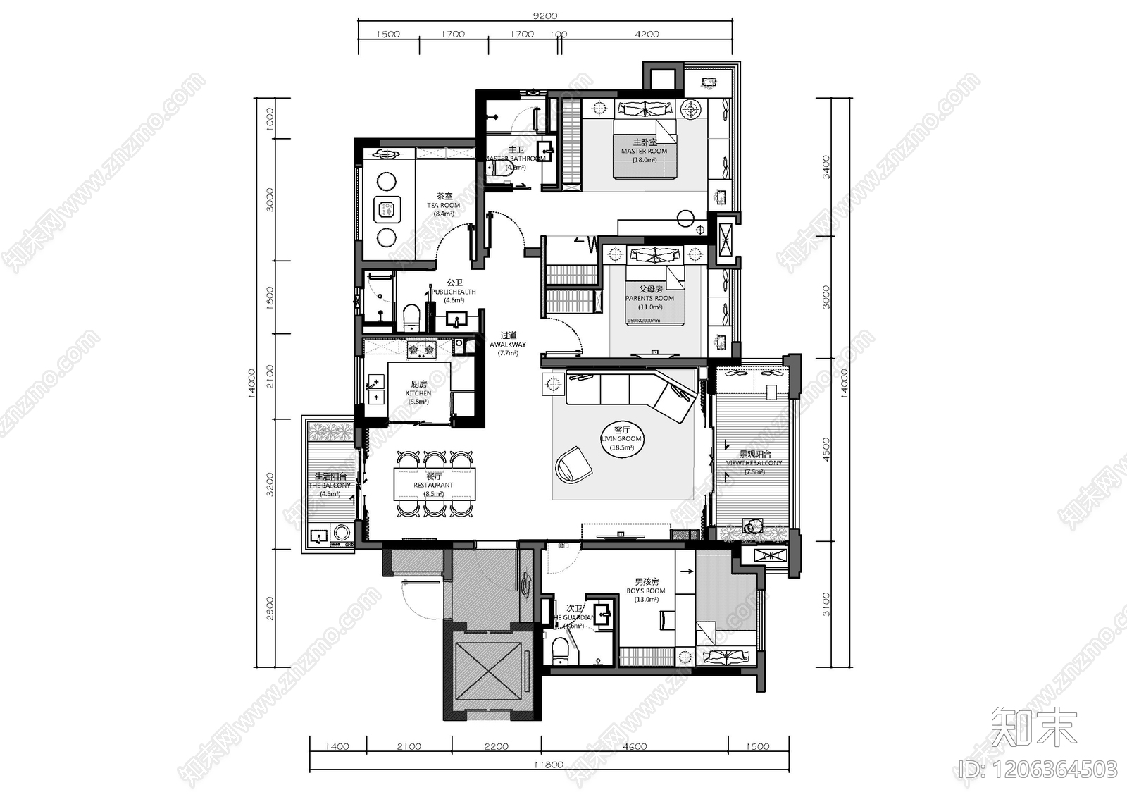 样板间施工图下载【ID:1206364503】