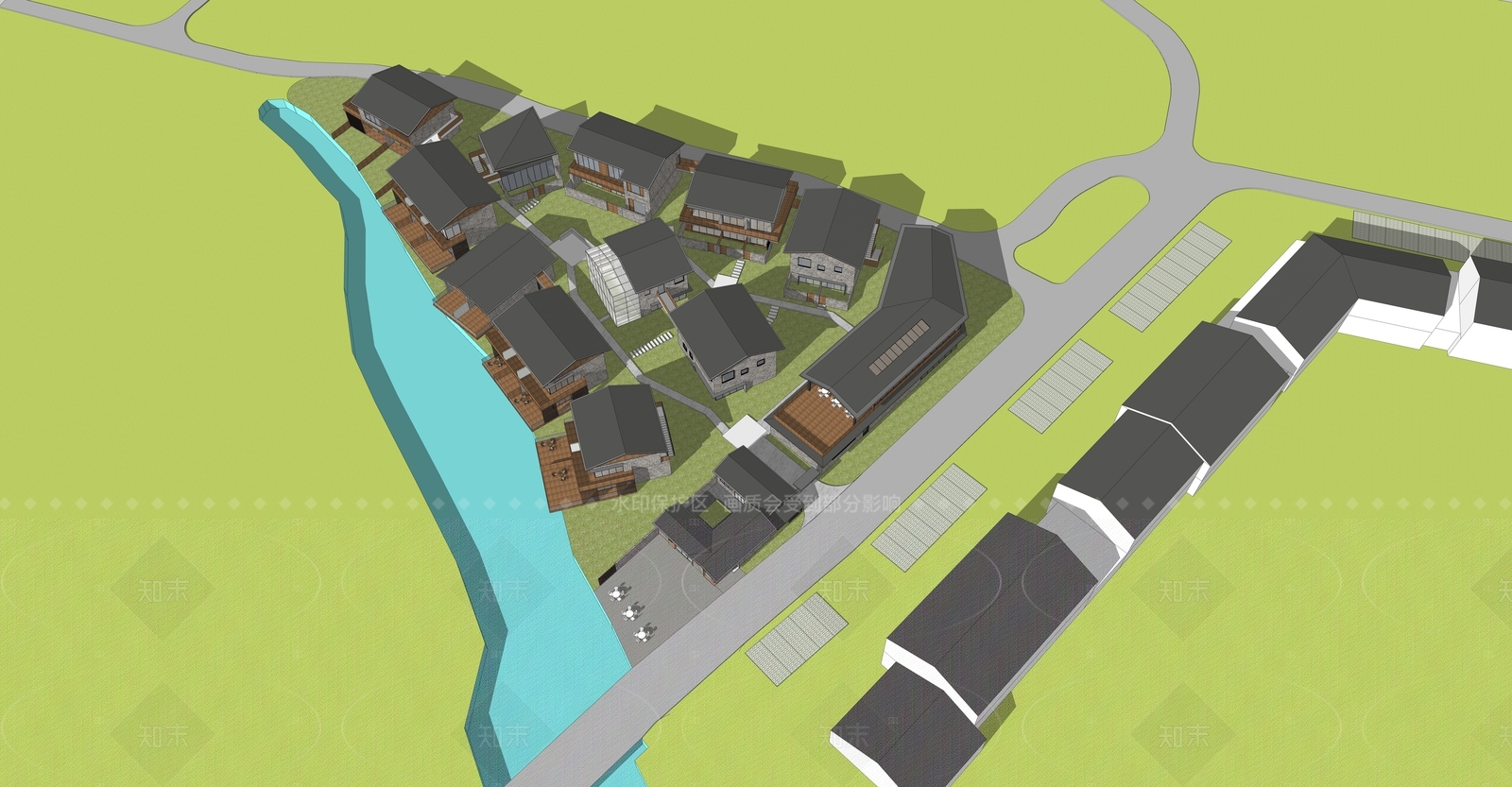 新中式中式多层住宅SU模型下载【ID:1206365578】