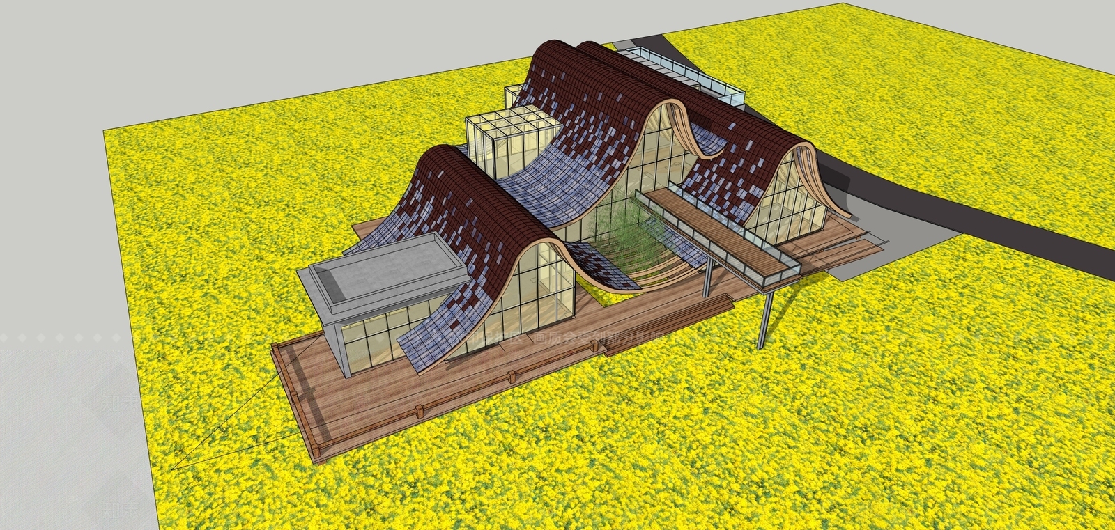 现代极简风格建筑SU模型下载【ID:1206368381】