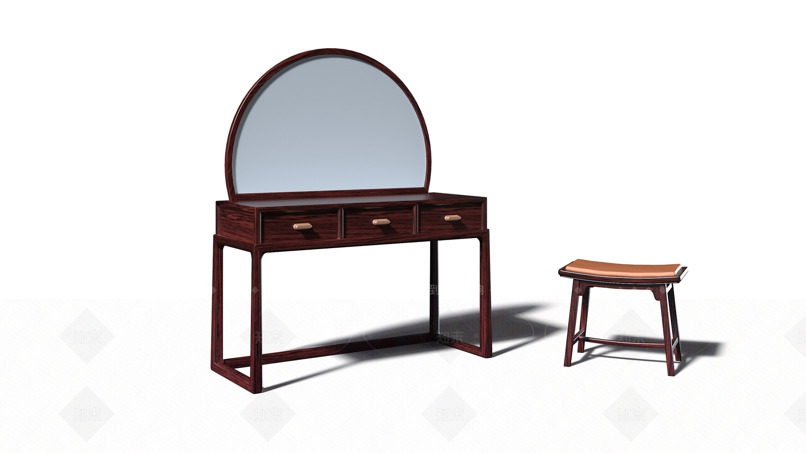 新中式中式妆台妆凳3D模型下载【ID:1206368946】