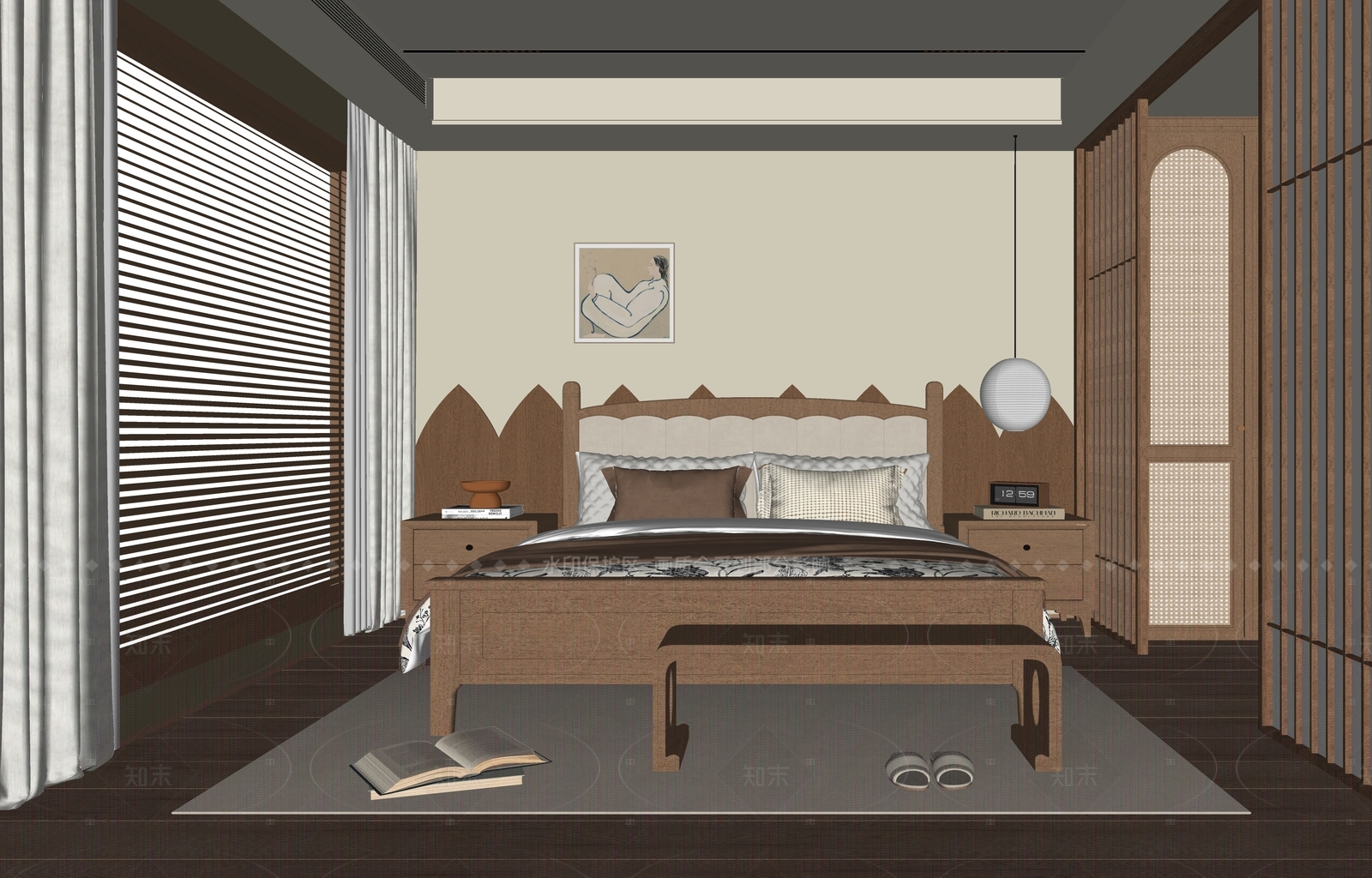 现代家居卧室SU模型下载【ID:1206370174】
