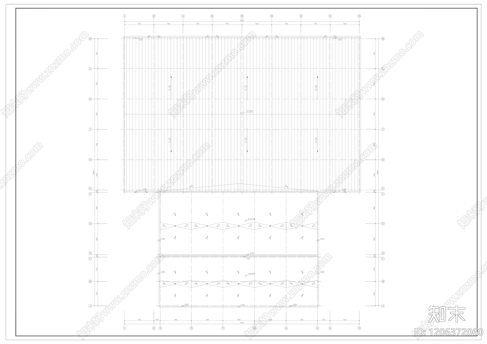 现代新中式办公楼建筑cad施工图下载【ID:1206372060】