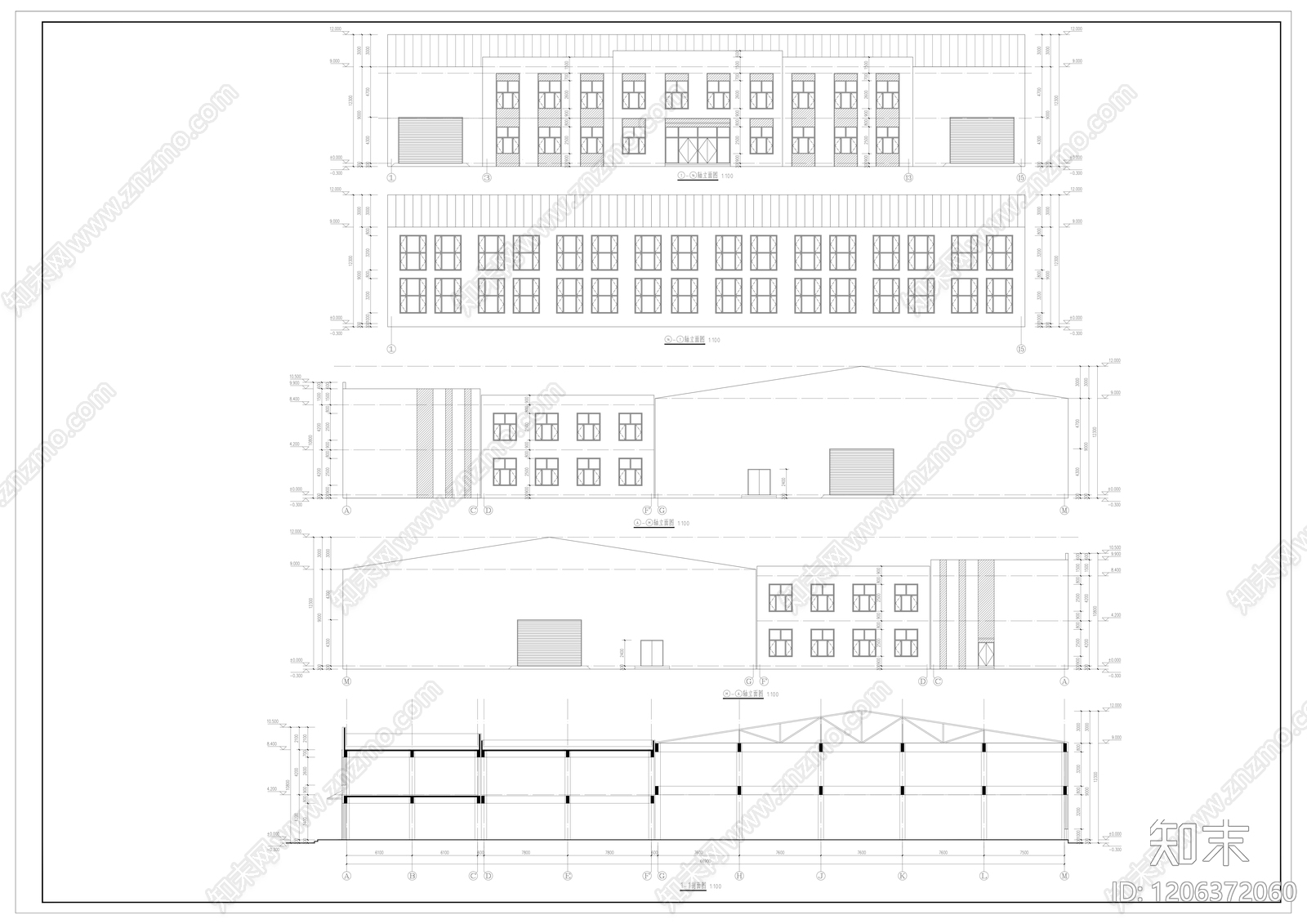 现代新中式办公楼建筑cad施工图下载【ID:1206372060】