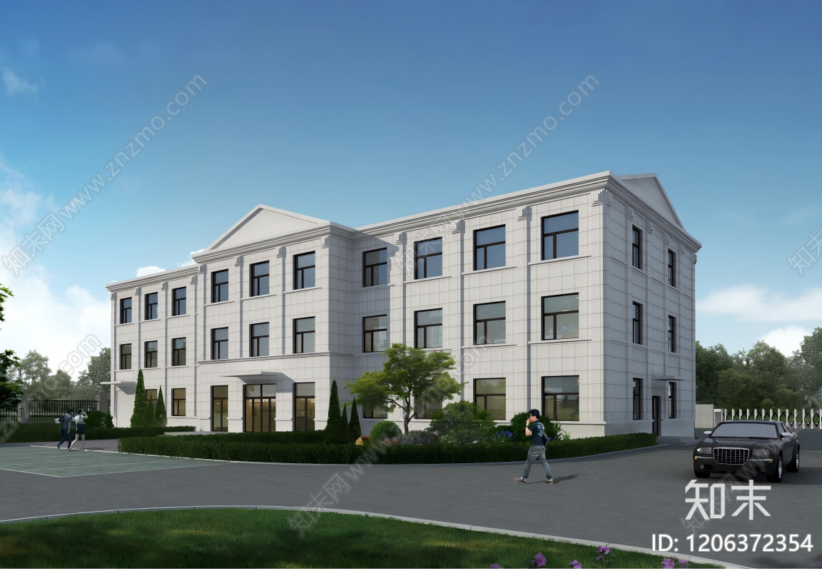 现代新中式办公楼建筑施工图下载【ID:1206372354】