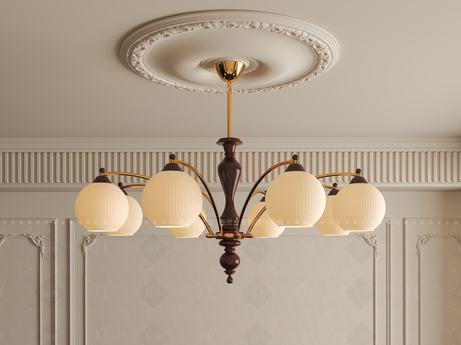 复古法式客厅吊灯3D模型下载【ID:1206373043】