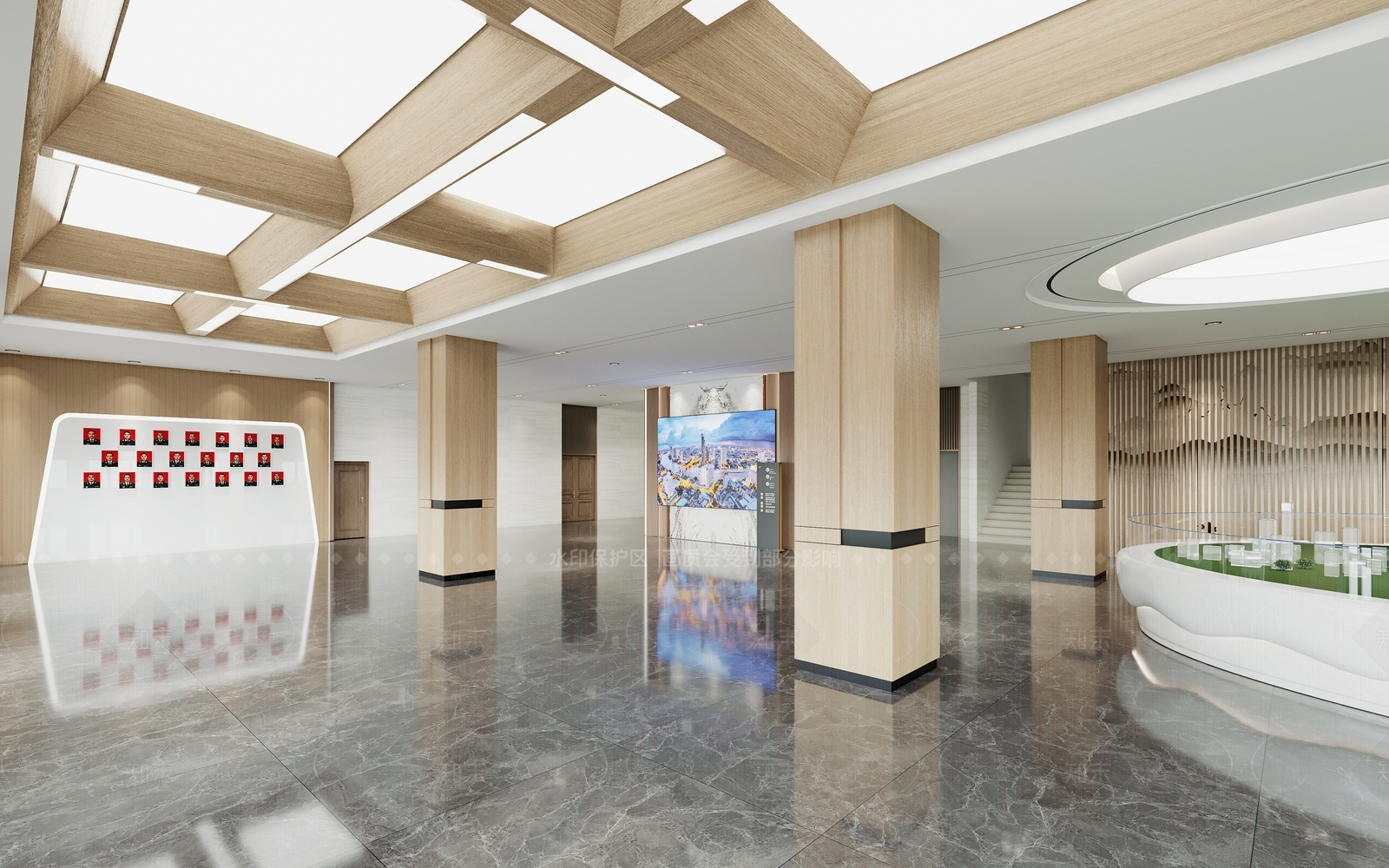 现代办公大厅3D模型下载【ID:1206374189】