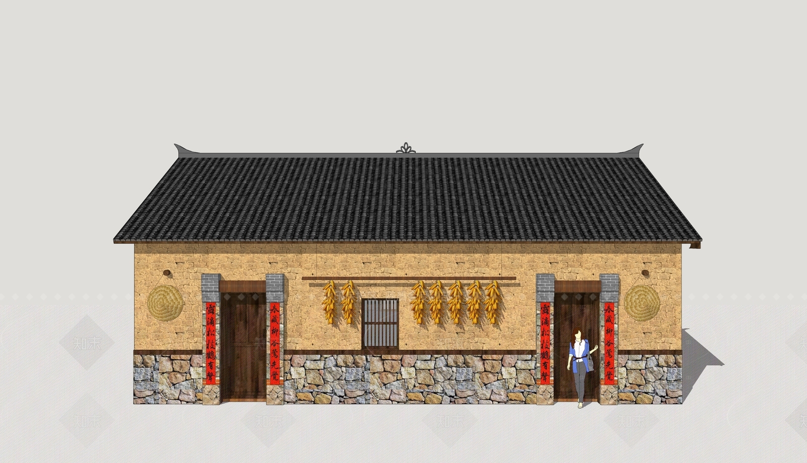 新中式乡村民房SU模型下载【ID:1206376154】